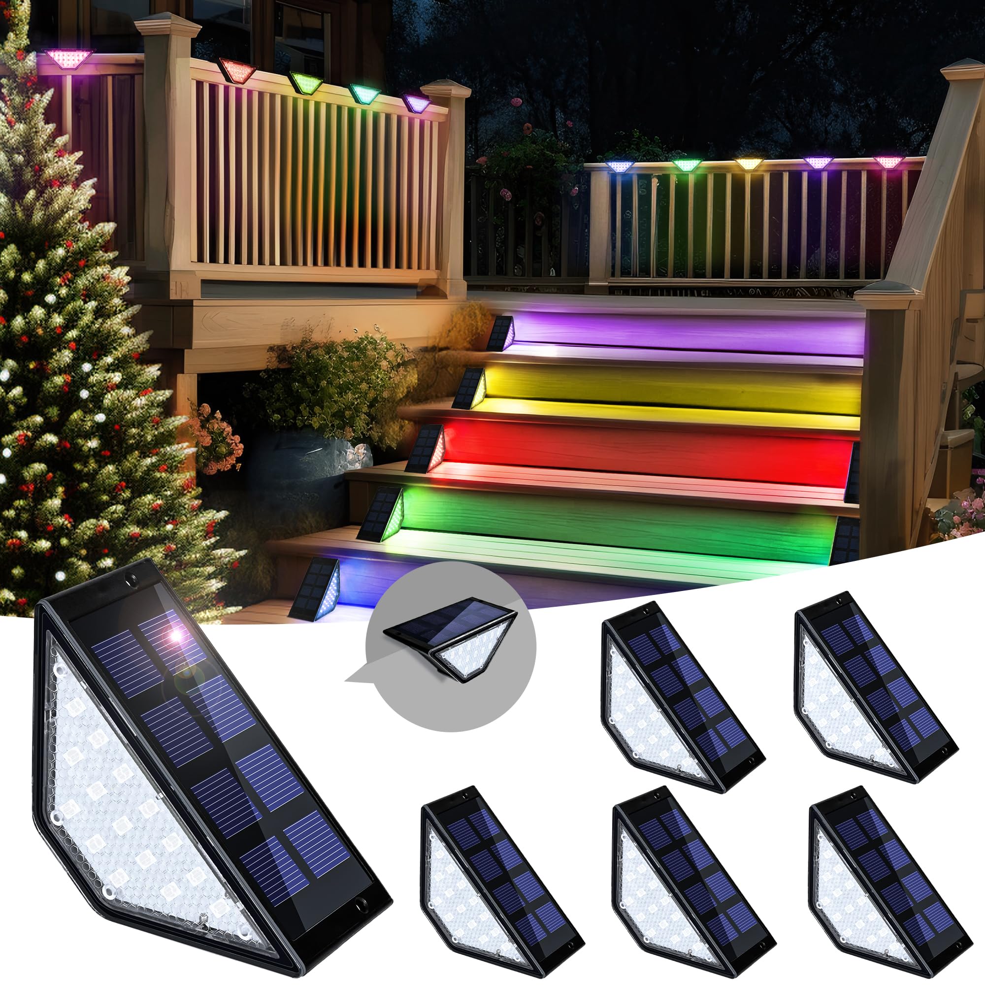 SOLPEX Solar Christmas Lights Outdoor, 6 Pack, 24 LEDs, RGB, Model 9235, Durable Acrylonitrile Butadiene Styrene for Porch, Yard, Garden