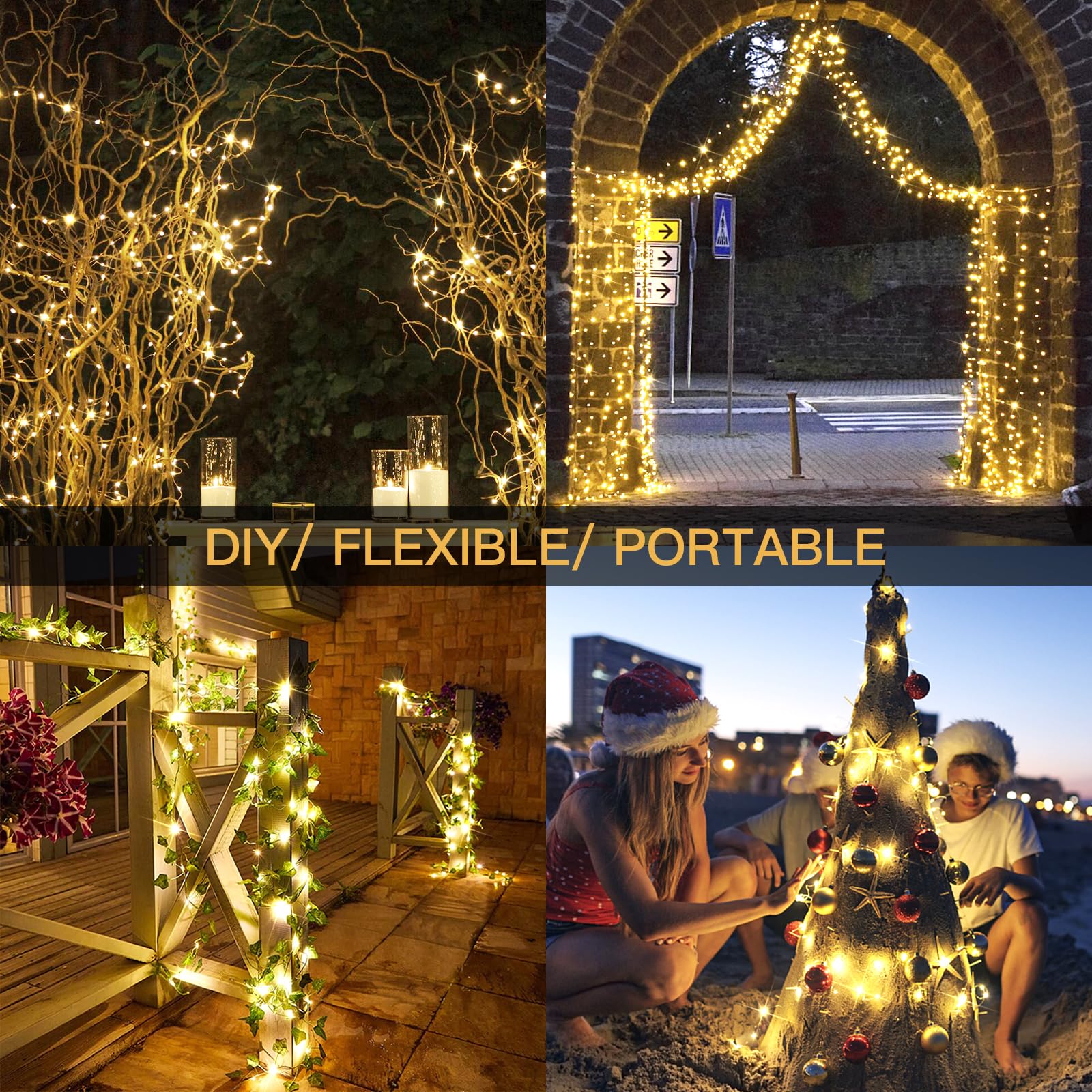 Suddus 33Ft 100 Led Outdoor String Lights, Warm White Fairy Lights Battery Operated With Remote, Led Twinkle Lights For Bedroom, Dorm, Backyard, Wedding, Tree, Mason Jar, Wall, Christmas