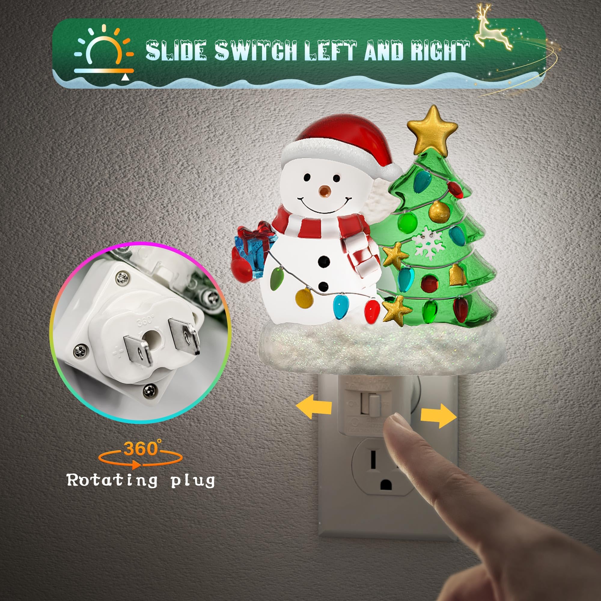 Jandcase Christmas Tree & Snowman Night Light  5000K Night Lights Plug Into Wall Cute & Funny Christmas Night Light For Kids  Nightlights With 360?Rotatable For Home Party Decor 1 Pack