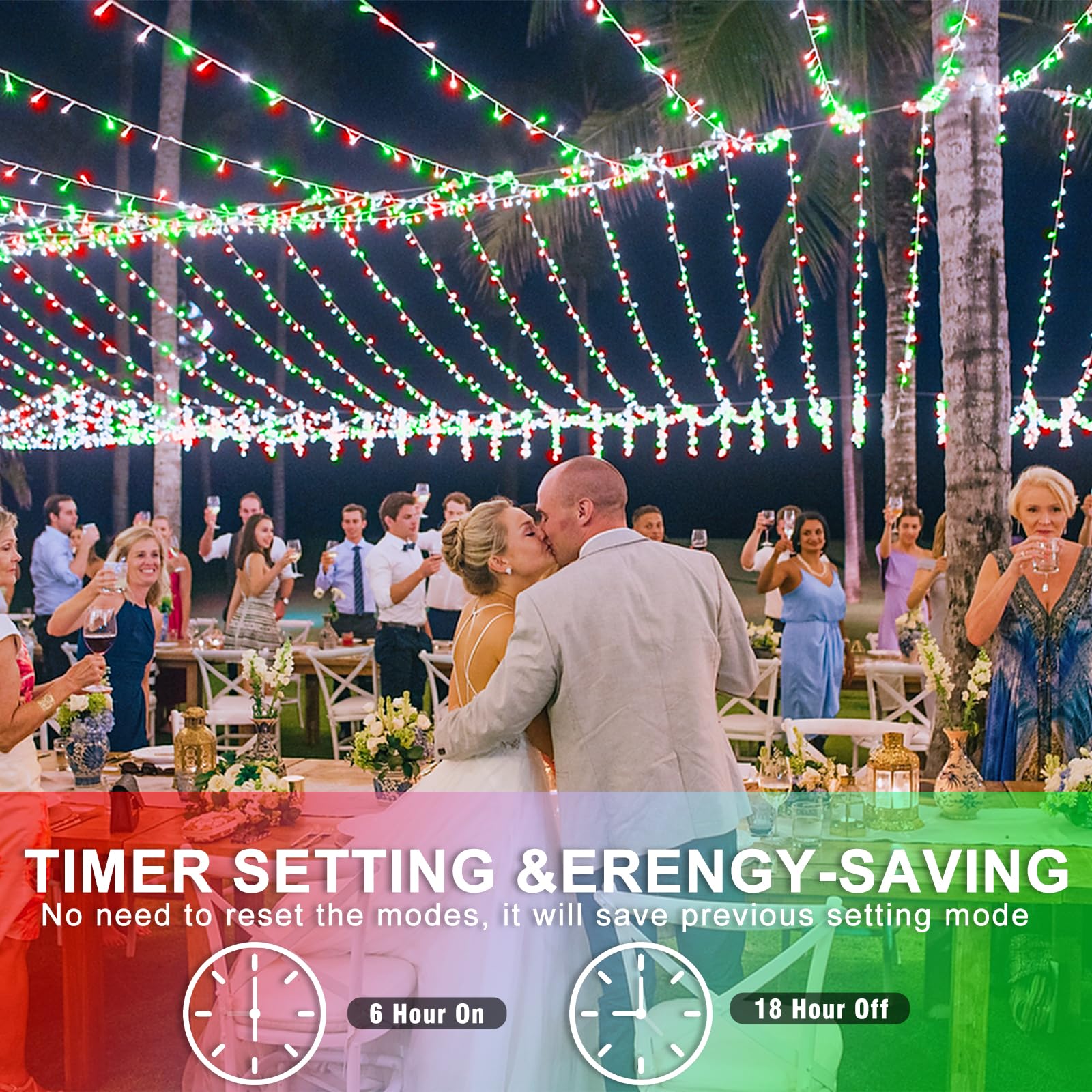 120 Led Christmas Lights Outdoor  8 Modes Plug In Waterproof Twinkle Fairy String Lights For Tree Christmas Halloween Decorations  Red White&Green