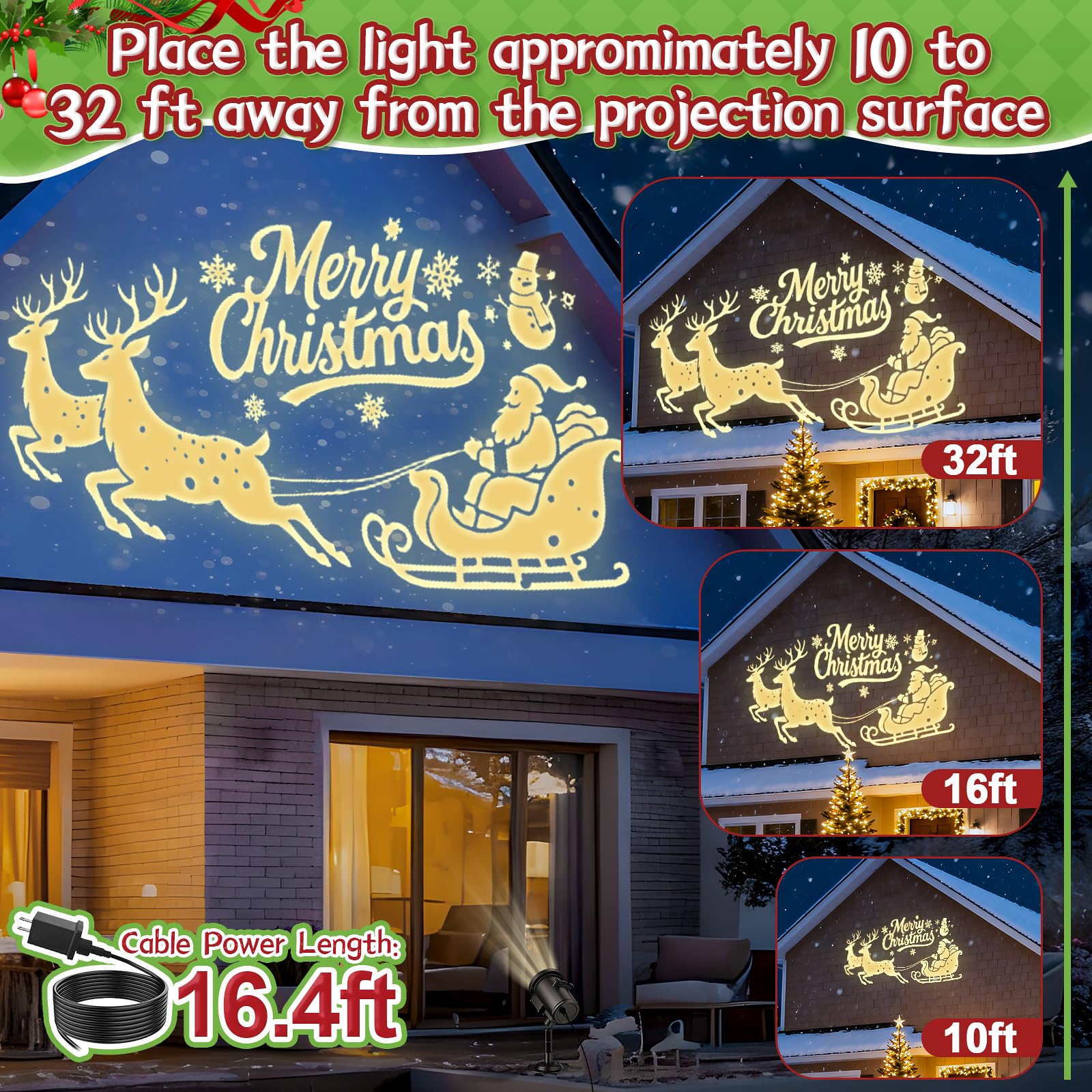 Beforalla 12 in 1 Christmas Projector Lights, 3D Dynamic Holiday Decor, Outdoor/Indoor, ABS Plastic, Model SE368-31, Yellow