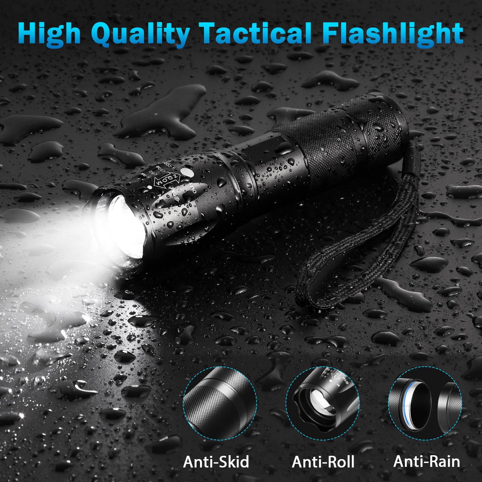Staaricc 12Pack Handheld LED Flashlights, High Lumens, 5-Mode, Adjustable, Aluminum, Black - Perfect for Camping & Emergencies