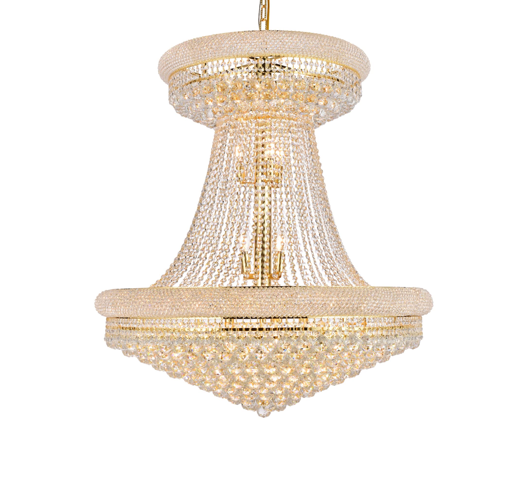 Elegant Lighting 1800G36SG/RC Primo Collection 28-Light Large Hanging Fixture Royal Cut Crystals, Gold Finish