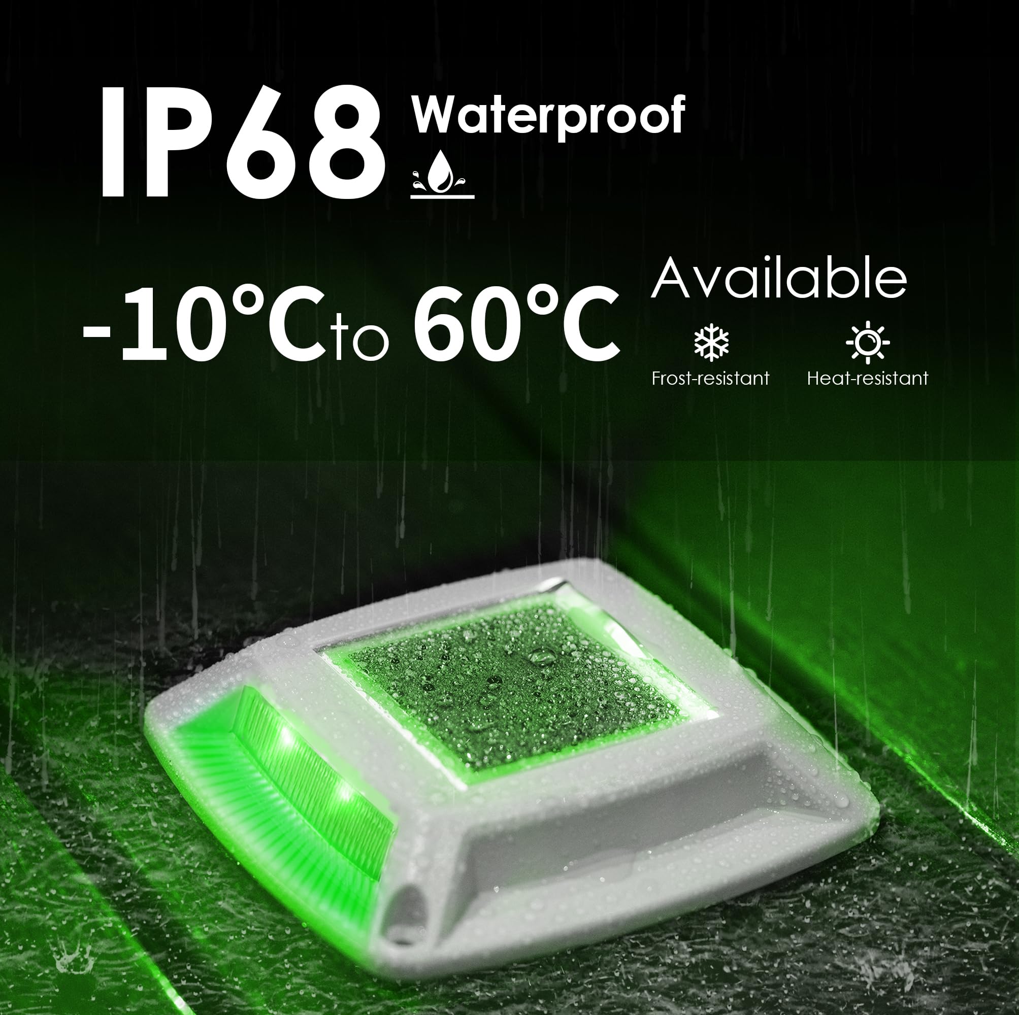 Sunflickt Solar Driveway Lights 12-Pack - 4 Led Ip68 Waterproof Marine Solar Dock Lights | Solar Powered Safety Markers For Path