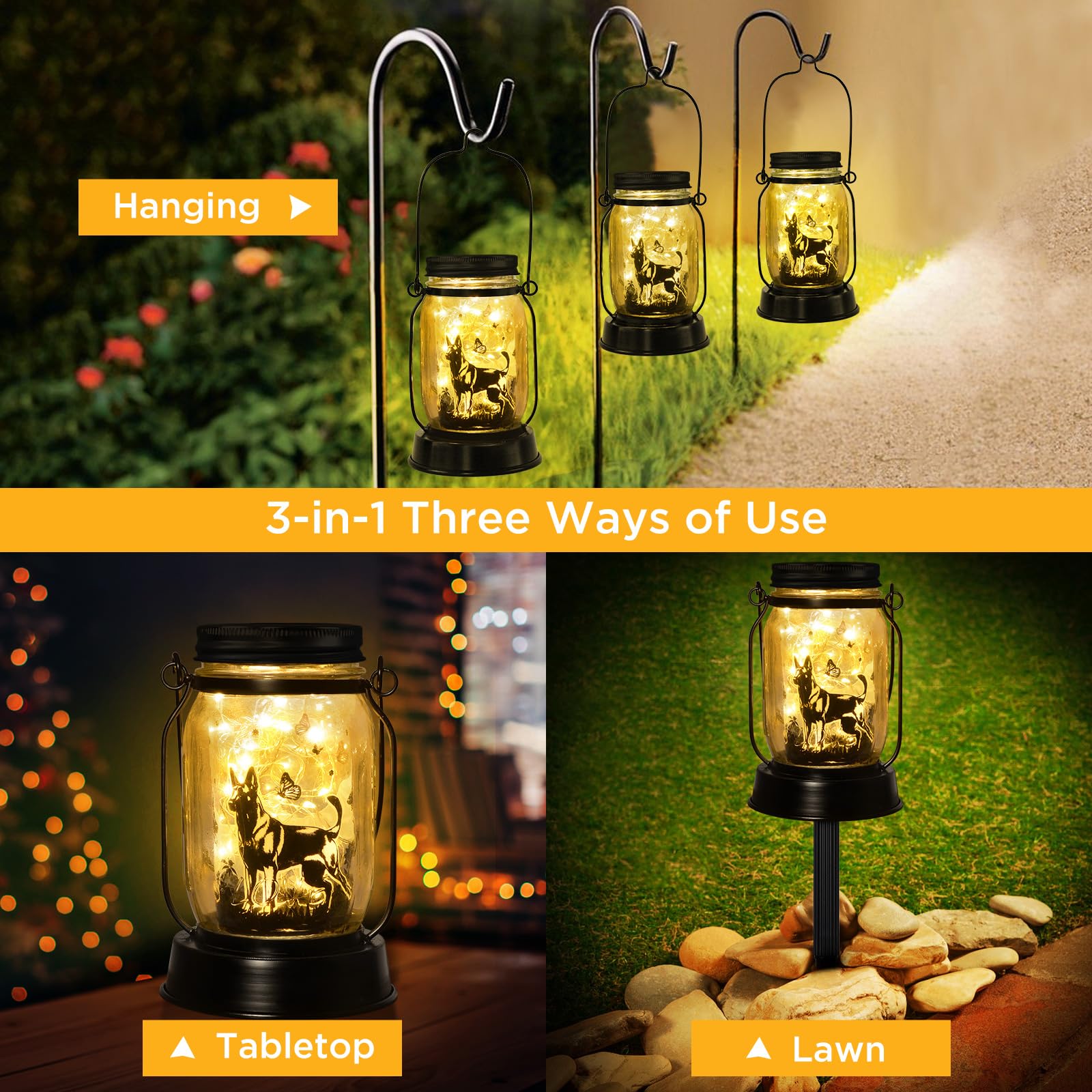 Belgian Malinois Dog Gifts For Women/Men Belgian Malinois Solar Lanterns Birthday Dog Lovers Lantern Pet Loss Dog Memorial Light