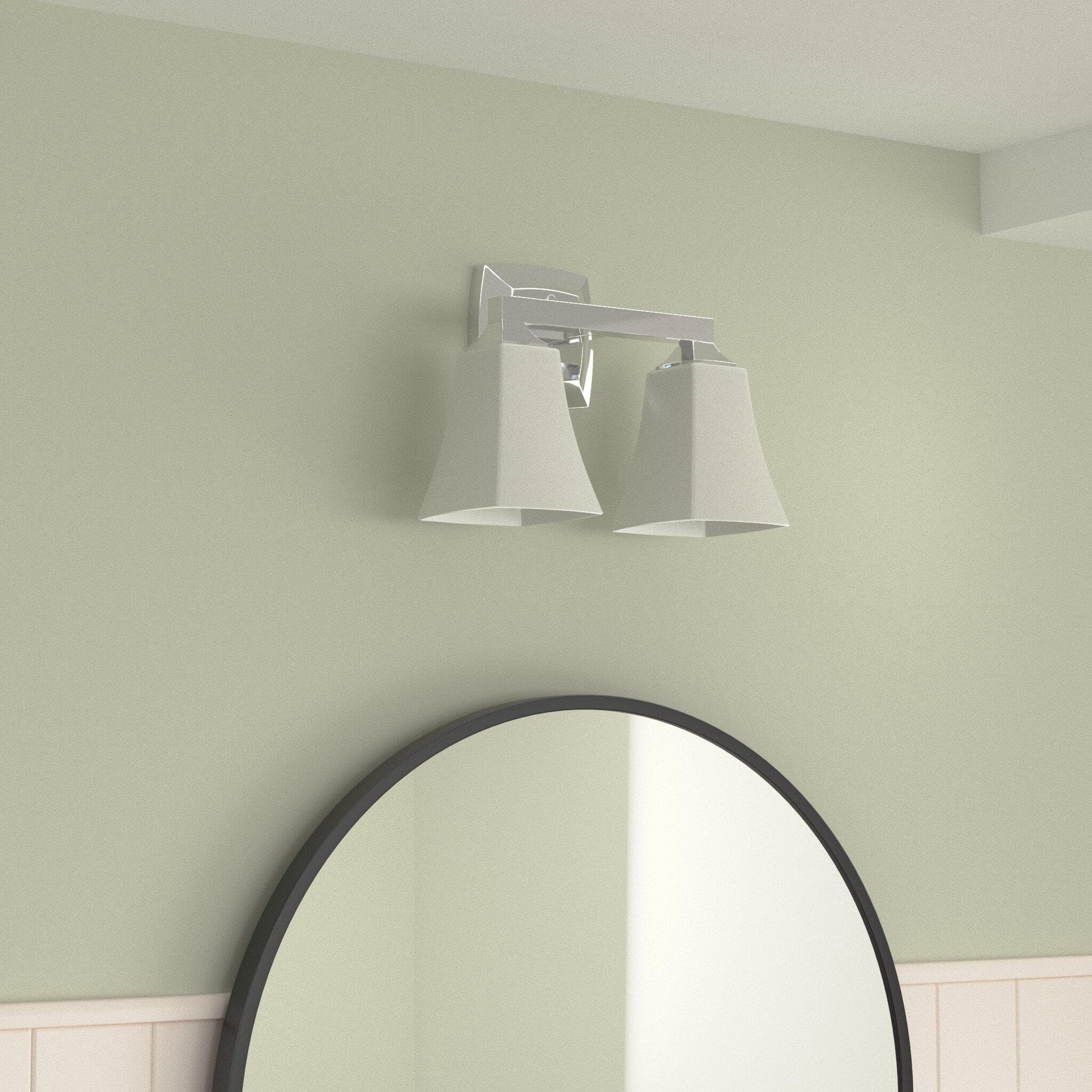 Moen Voss 2-Light Bath Vanity Fixture, Chrome Finish, Frosted Glass, Model YB5162CH