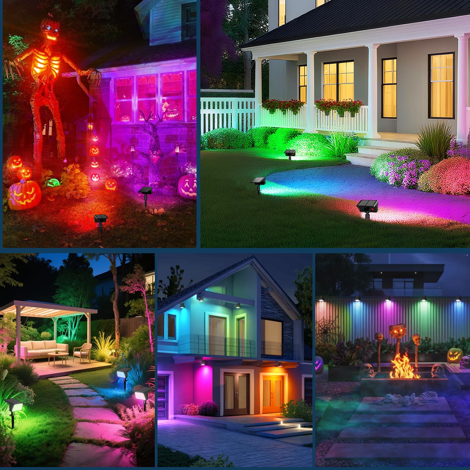 Lamkeep Solar Spot Lights Outdoor With 7 Lighting Modes Rgb  4 Pack Solar Color Changing Lights Ip68 With 29 Led & Auto On/Off  Multicolor Outdoor Lights For Outside  Garden  Yard(Multicolor)