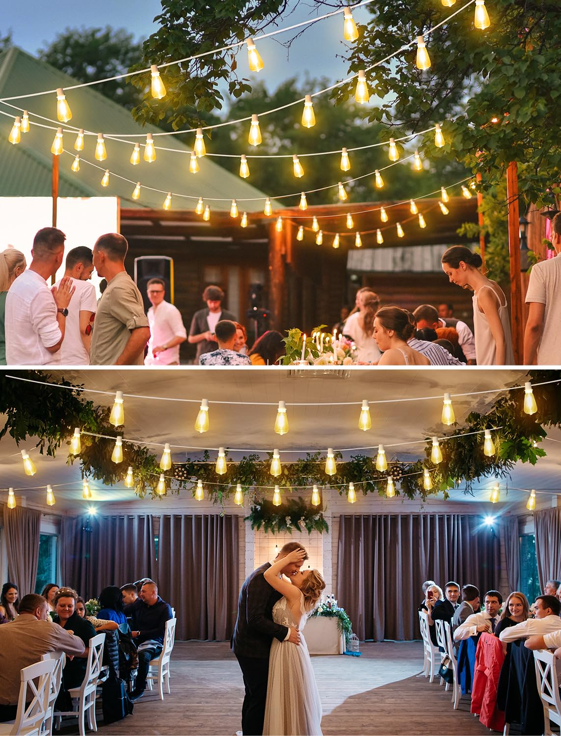 Larkvue 49Ft Outdoor String Lights, Linkable Patio Lights With 20+1 2700K Led Dimmable Waterproof St38 Bulbs For Cafe Wedding Pa
