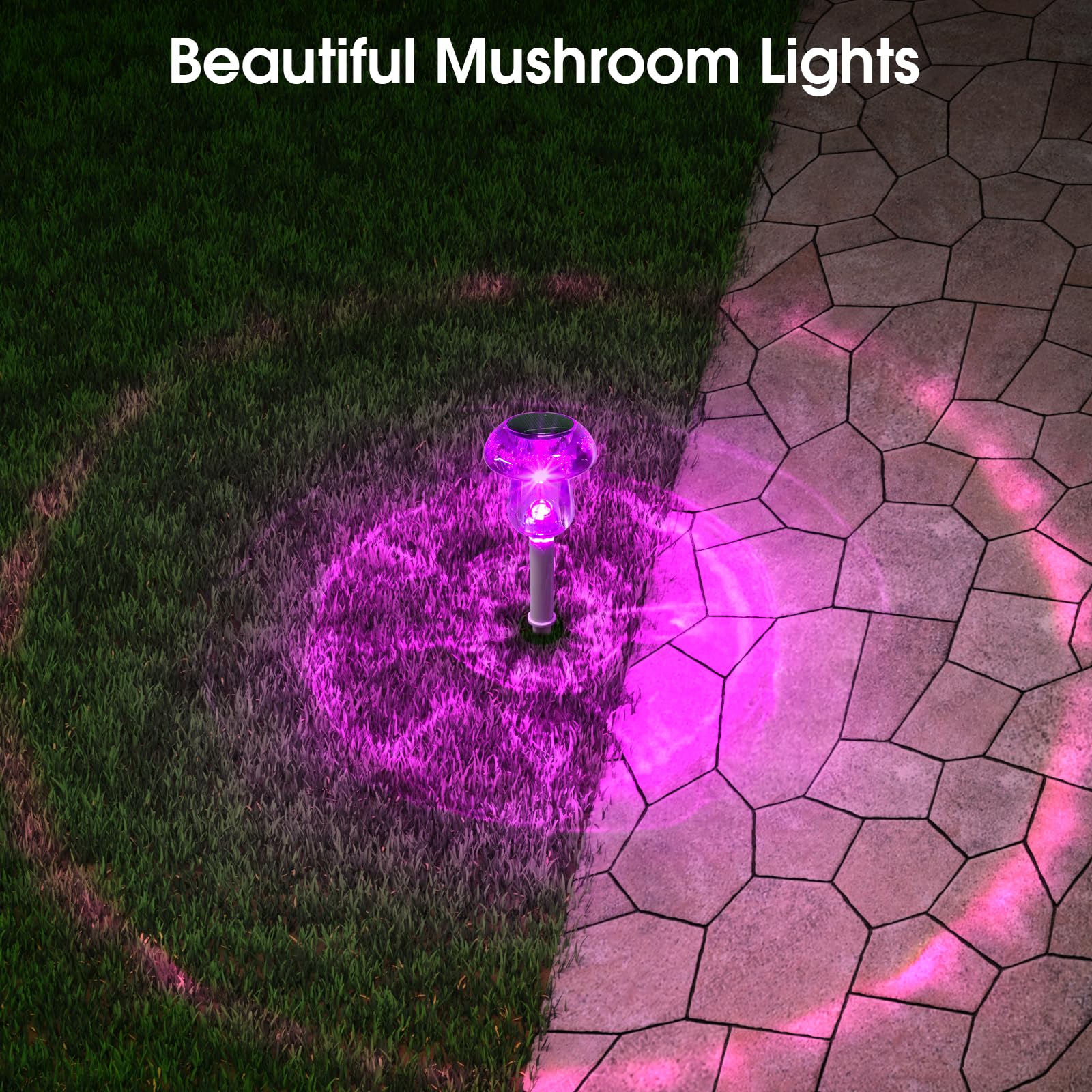 Eyrosa Solar Outdoor Lights, 8 Pack Waterproof Solar Mushroom Lights For Garden Yard Pathway Path Walkway Driveway Lawn Landscape Outside Decor, Yellow Green Purple Red