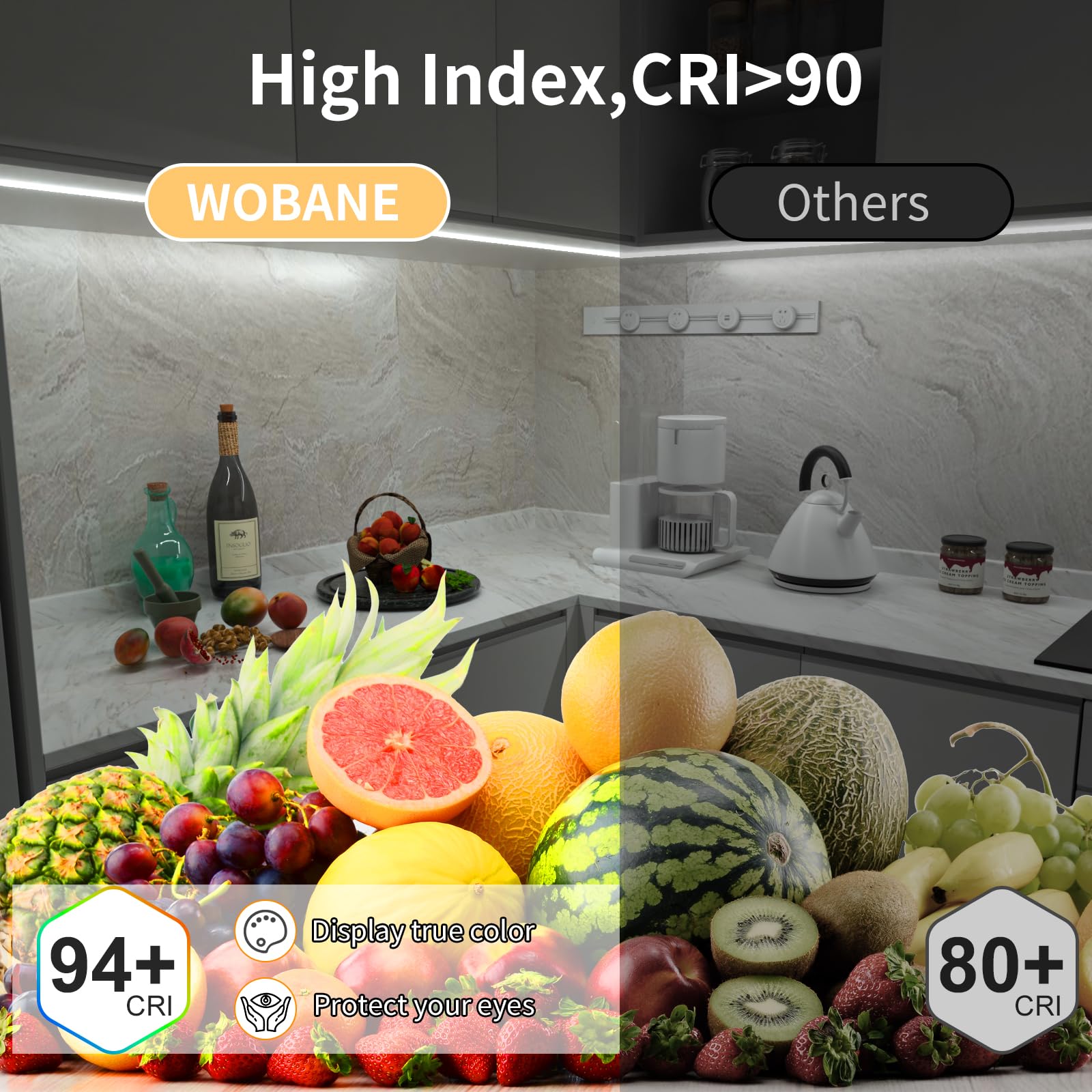 Wobane White Cob Led Strip Light With Remote Control,9.8Ft White Cob Light Strip,Dimmable Cabinet Lights For Kitchen,Ceiling, Room, Closet,Counter,Cri90+,6000K White,1500Lm,Etl Adapter