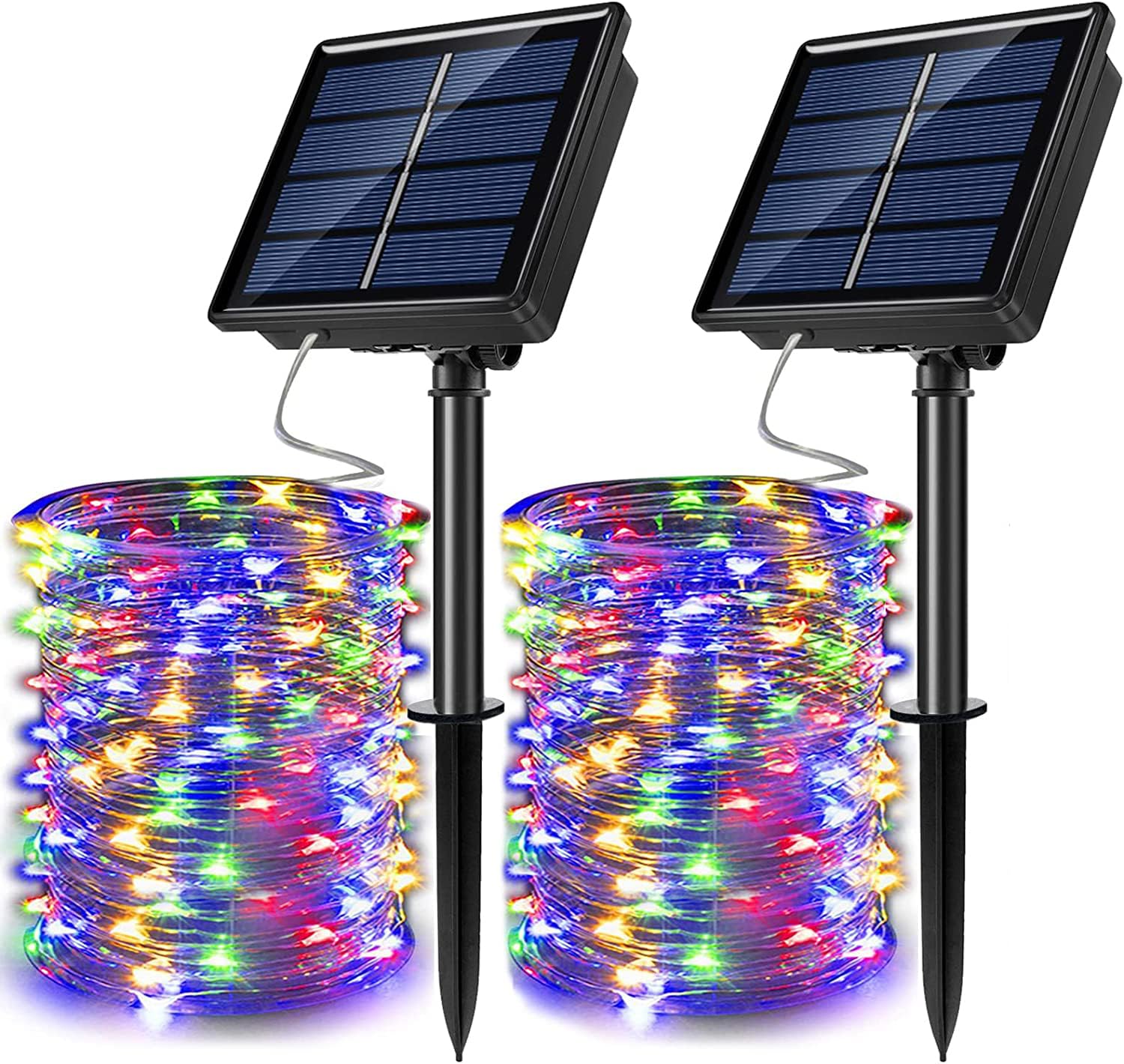 JosMega 2 Pack Solar Powered Fairy String Lights Outdoor Waterproof 8 Modes Twinkle Christmas Decorations Lights  Each 33ft-100LED  40ft-120LED  66ft-200LED  80ft-240LED  (Multicolor  33)