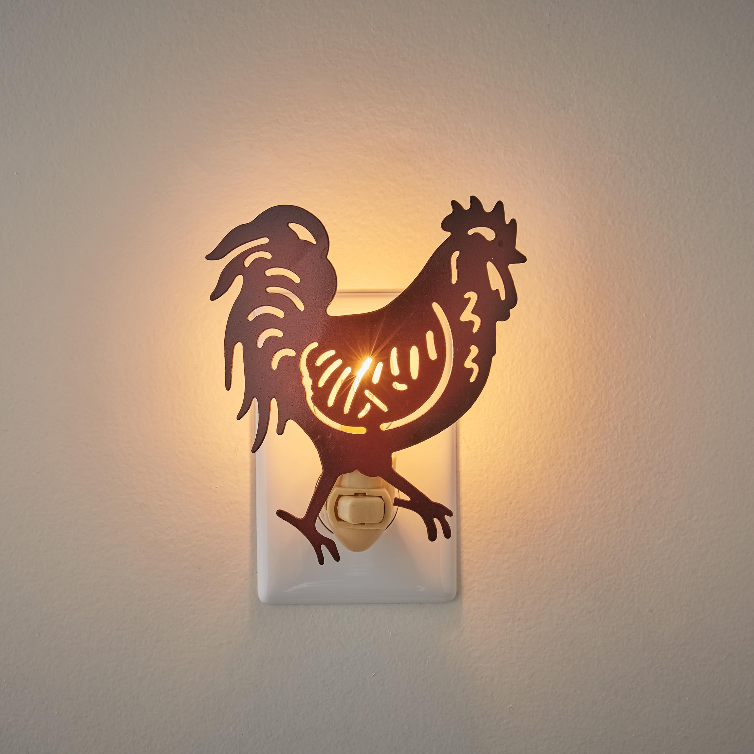 Park Designs Red Rooster Night Light, 6inH x 4.5inW x 1.5inD, Rooster Red, Model 25-056