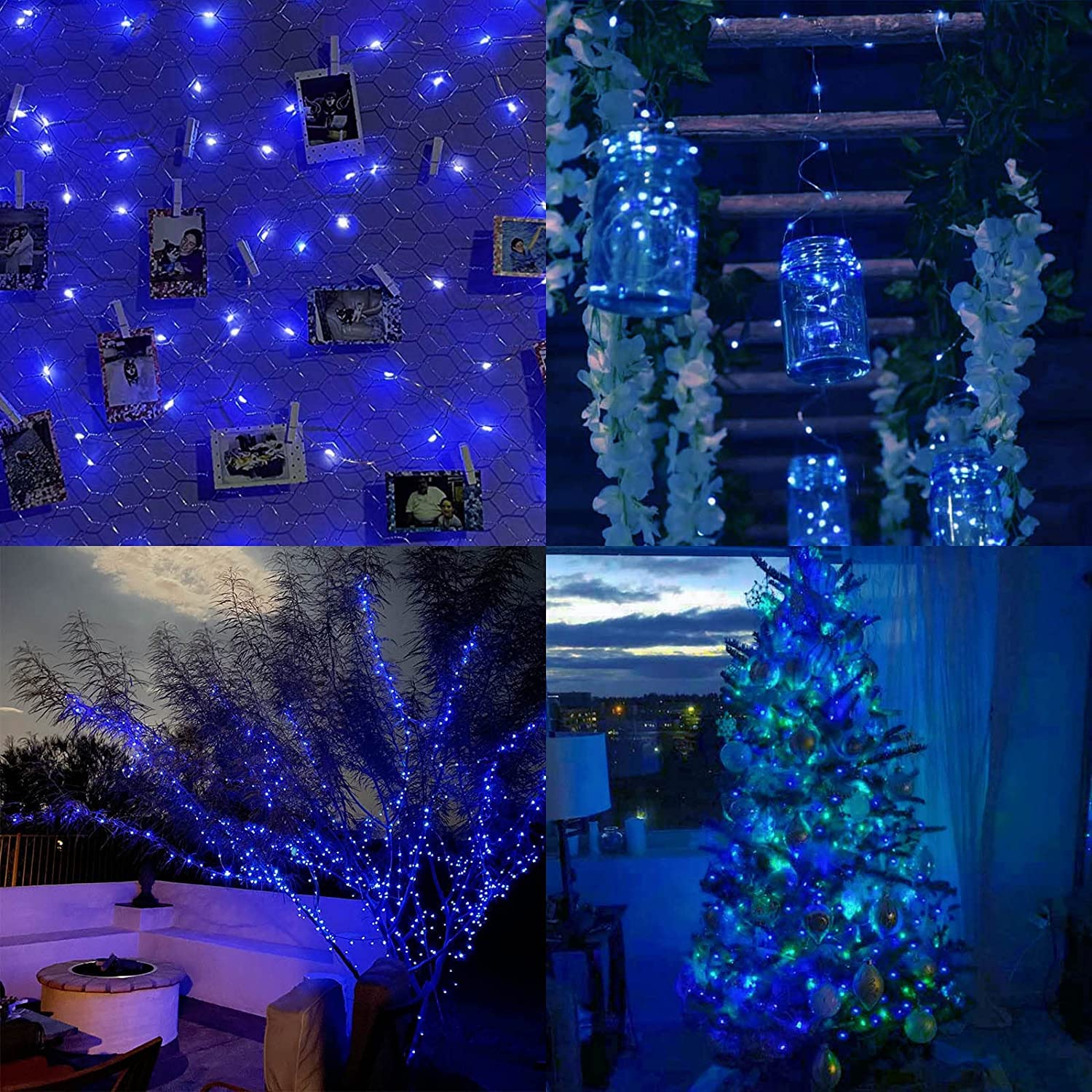 BHCLIGHT 200LED Fairy Lights, Waterproof String Lights, Remote Control, 8 Modes, 1 Pack, Blue, Model MLS-D4.5V1.35WUC-O