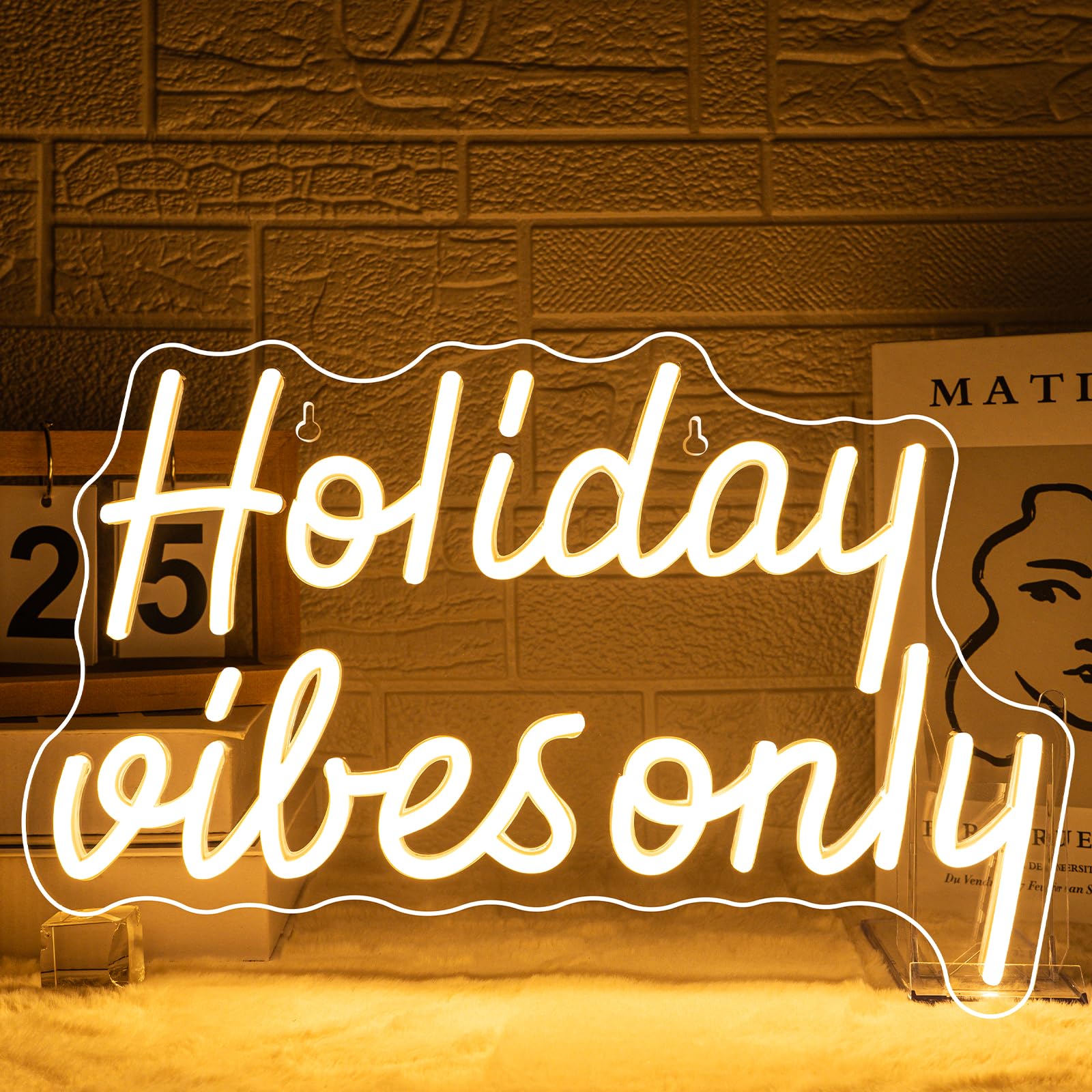 Dreamfort Christmas Neon Sign Holiday Vibes Only Neon Sign Festive Led Wall Decor For Christmas  Seasonal Parties & Winter Home Decor Cheerful Holiday Design