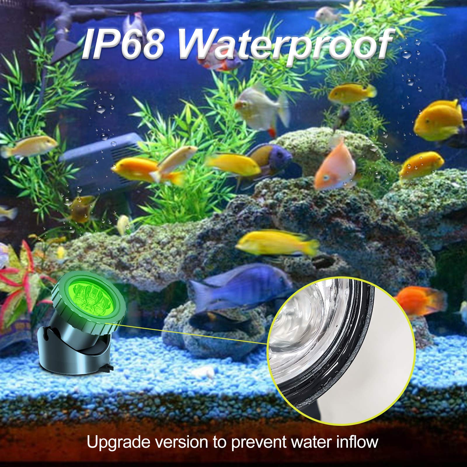 T-SUN RGB Color Changing Solar Pond Lights, 3-Head Waterproof LED Spotlights for Garden, Pool, and Fountain Decoration
