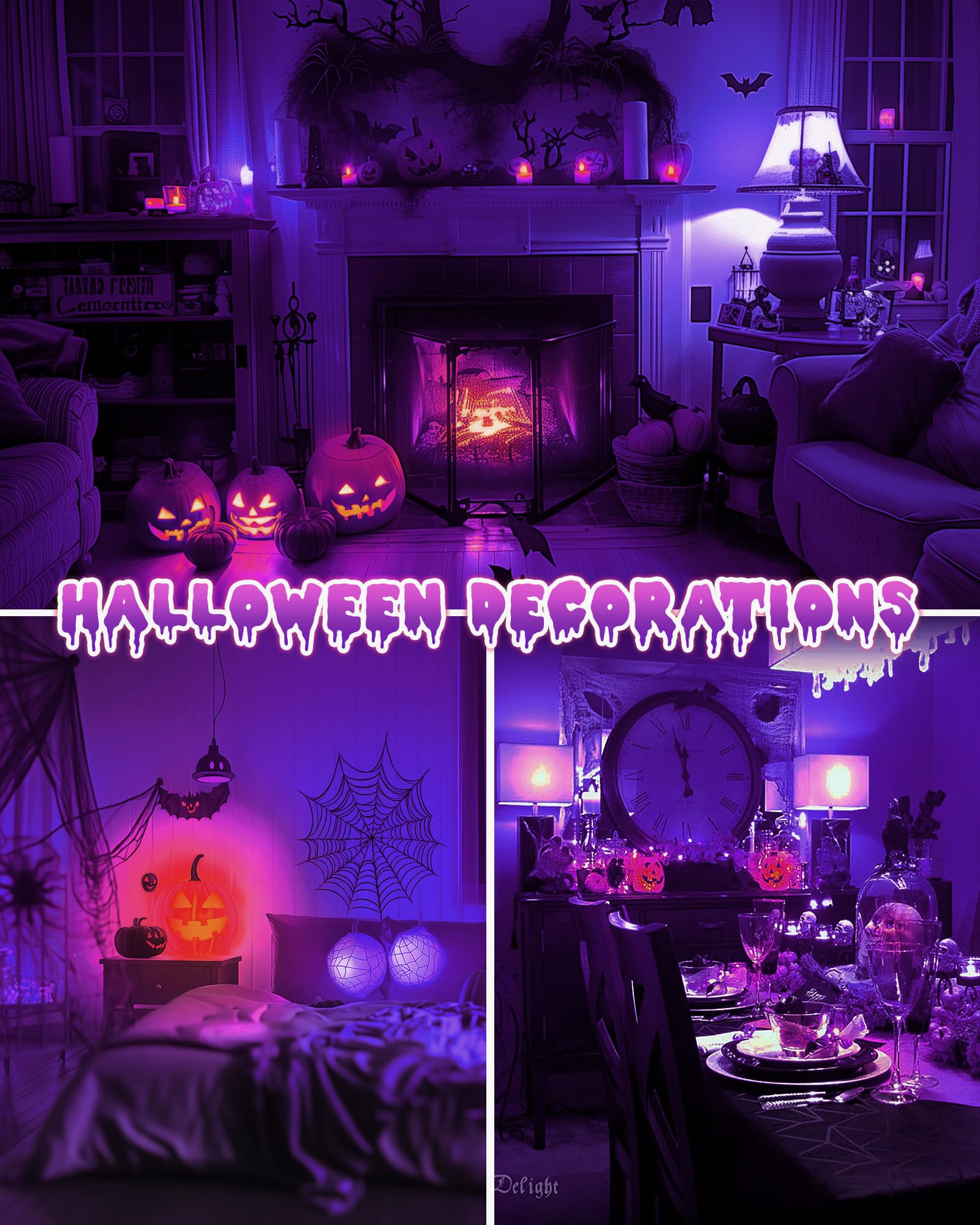 Winbafu Purple Light Bulbs  9W Led A19 Lamps 60W Equivalent  Halloween Light Bulbs  E26 Base Colored Lighting For Christmas Halloween Party Mood Ambiance Decor Black Bulb  2 Pack
