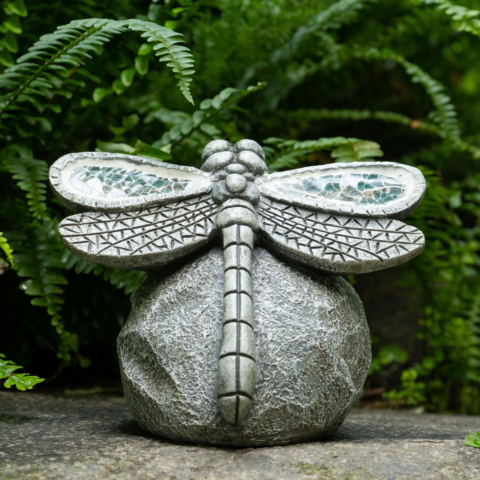 Rezpuao Garden Statue Dragonfly,Solar Dragonfly Decor For Outdoor,Resin Dragonfly Figurine With Solar Light For Patio,Balcony,Yard,Lawn Ornament,Perfect Garden Gift