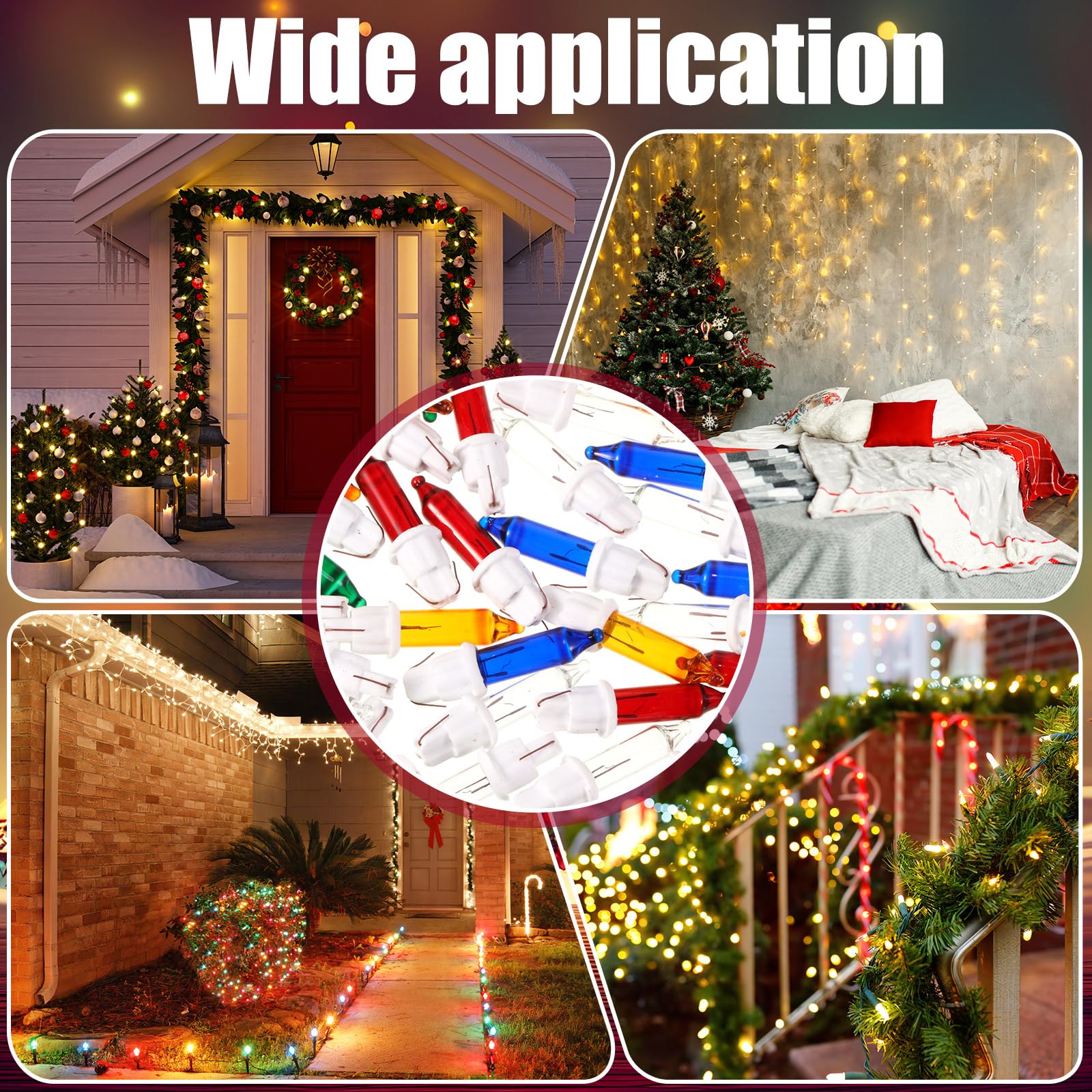 Mudder 100 PC Mini Incandescent Christmas Tree Light Bulbs, Small, White Base with Bright Color, Model Mudder-Lights-6KSAL
