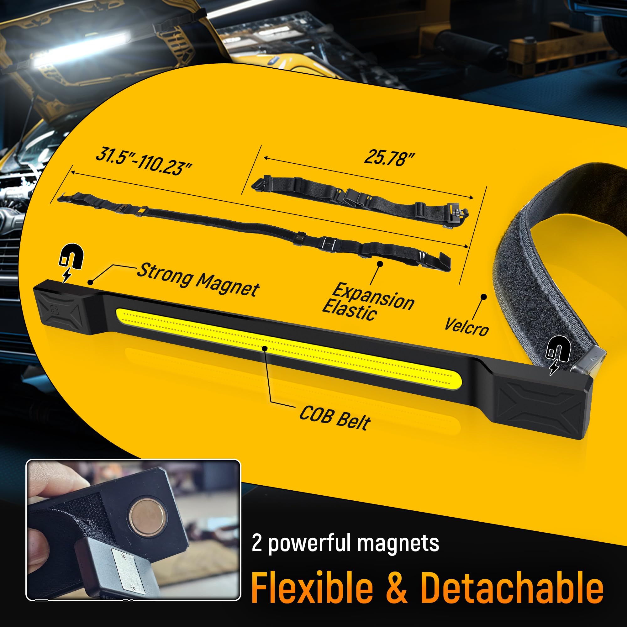 Clakap Underhood Work Light, 2600Lm High Bright 5000Mah Rechargeable Magnetic Led Work Lights For Mechanics, Automotive Under Ho