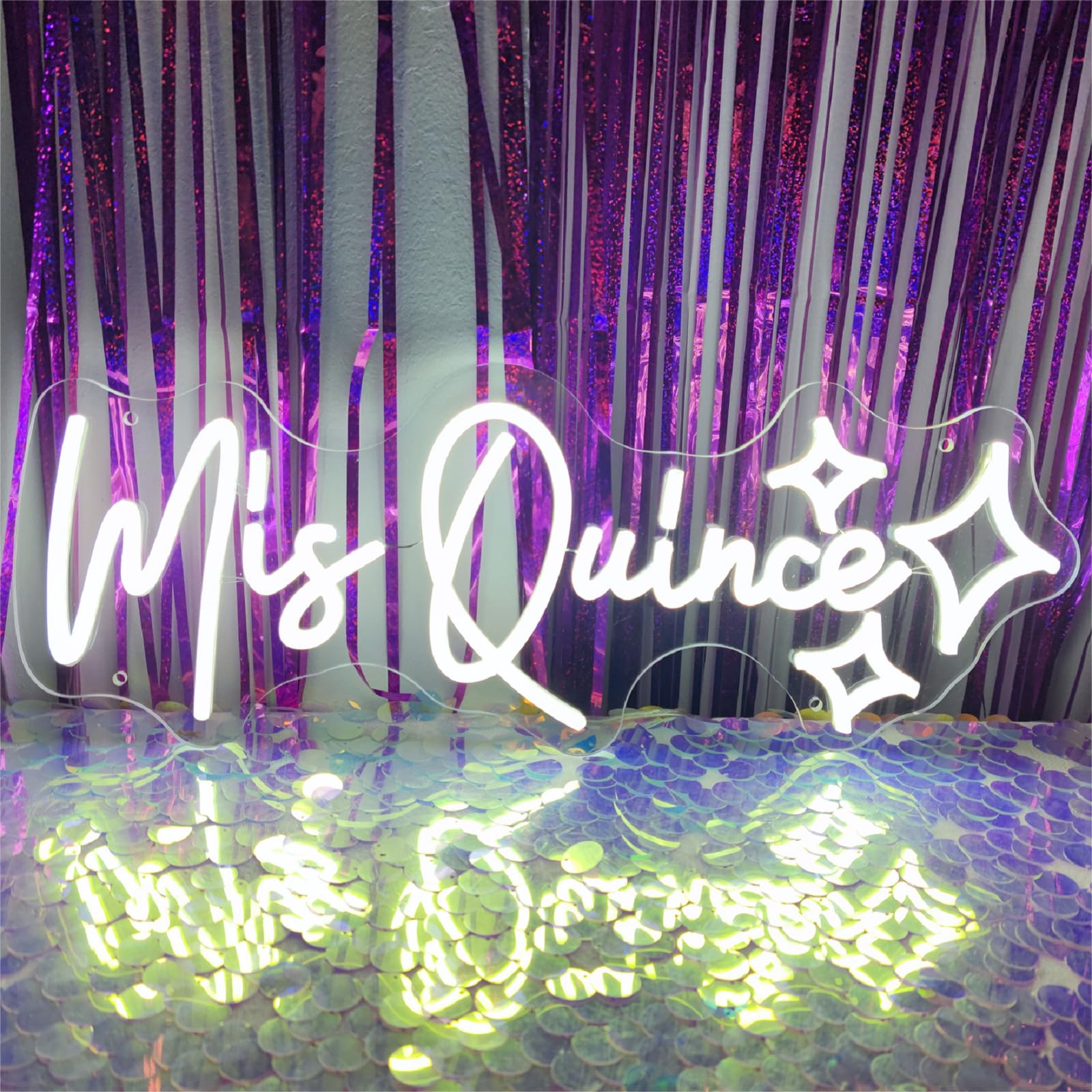 Signvia Neon Sign - Mis Quince Wall Decor, Dimmable, Acrylic, 50cm x 16.93cm, White