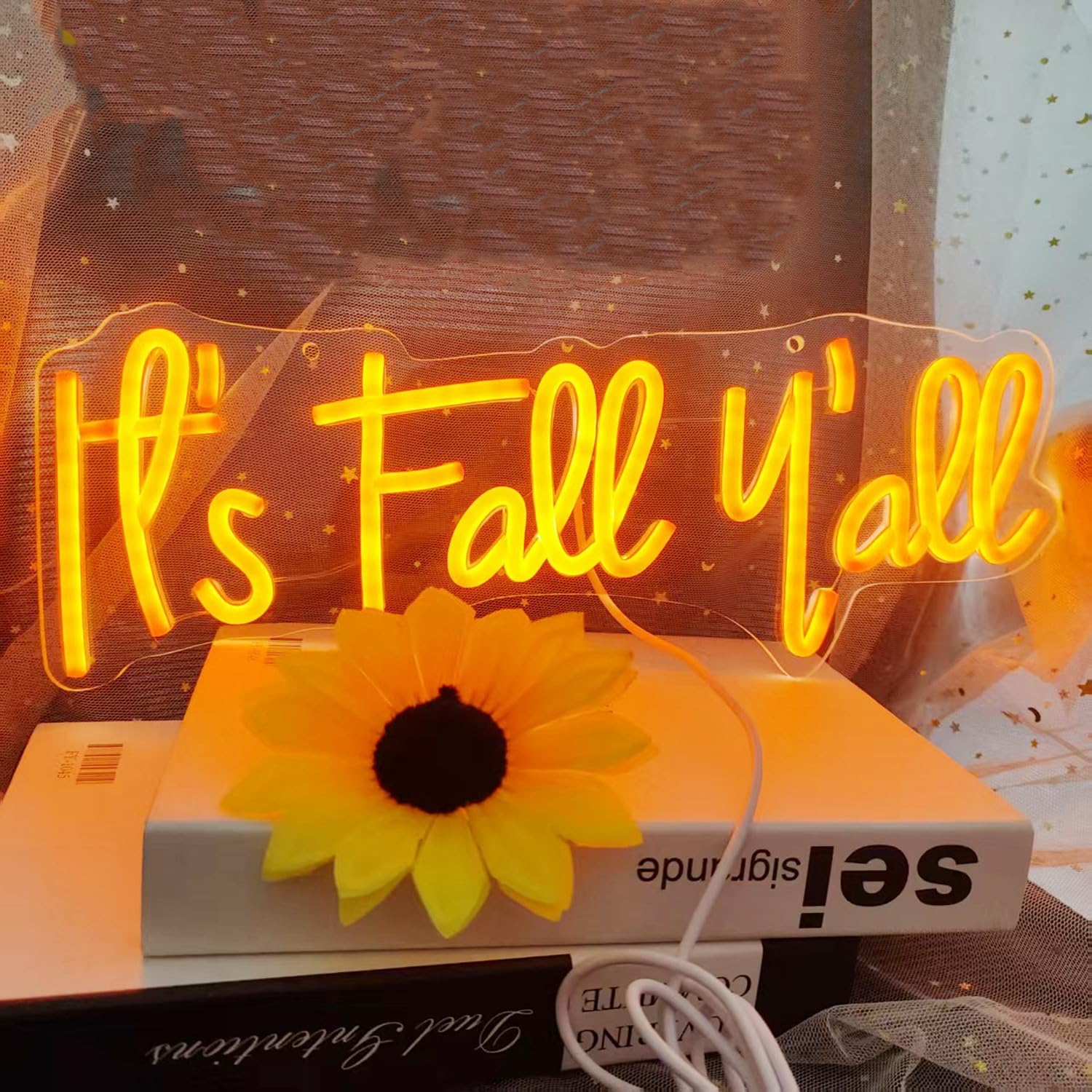 Its Fall Yall Led Neon Sign Light Wall Art Night Lamp With Dimmable Switch And Hanging Chain For Autumn Thanksgiving Home Fireplace Outdoor Garden Door Desktop Hanging Ornaments