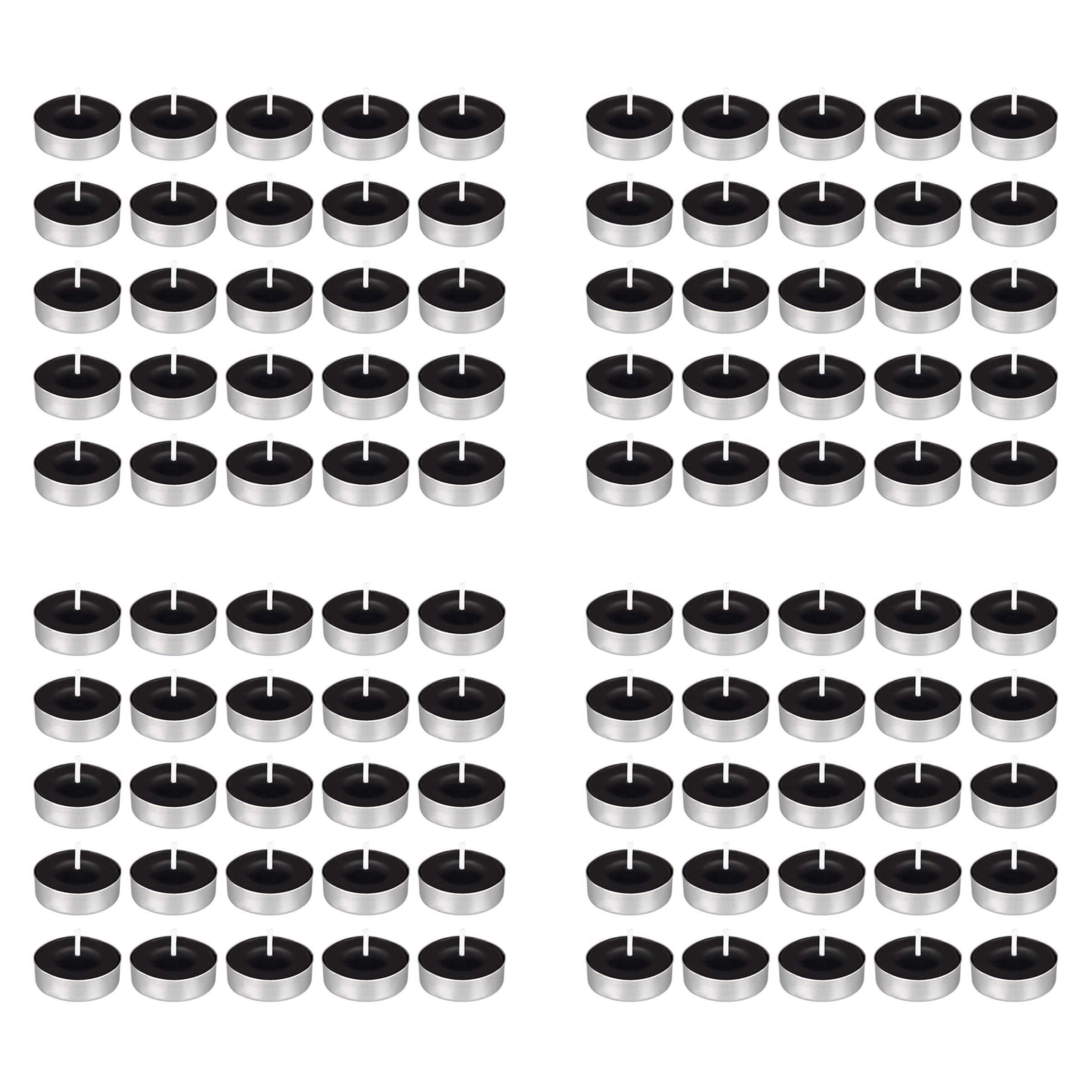 Mega Candles 100 Pcs Unscented Black Tea Lights Candles, Pressed Wax Candle 3.5 Hour Burn Time, Home D  Cor, Wedding Receptions,