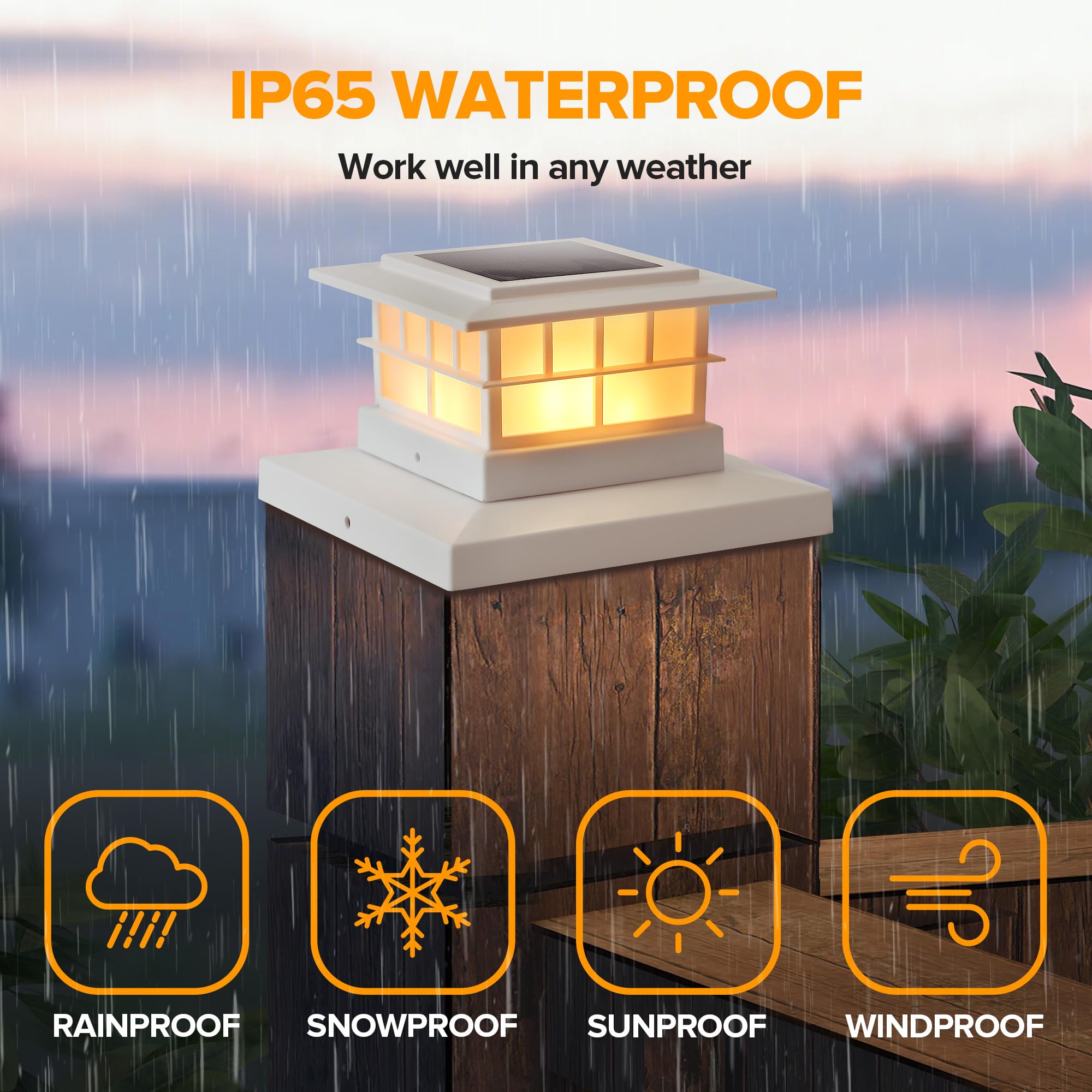 Lutec 8 Pack Solar Post Cap Lights  Ip65 Waterproof Solar Fence Post Lights For 4X4 5X5 6X6 Wooden/Vinyl Posts  Warm White 3000K Led Solar Powered Lighting Decor For Yard  Garden  Patio  Deck  White
