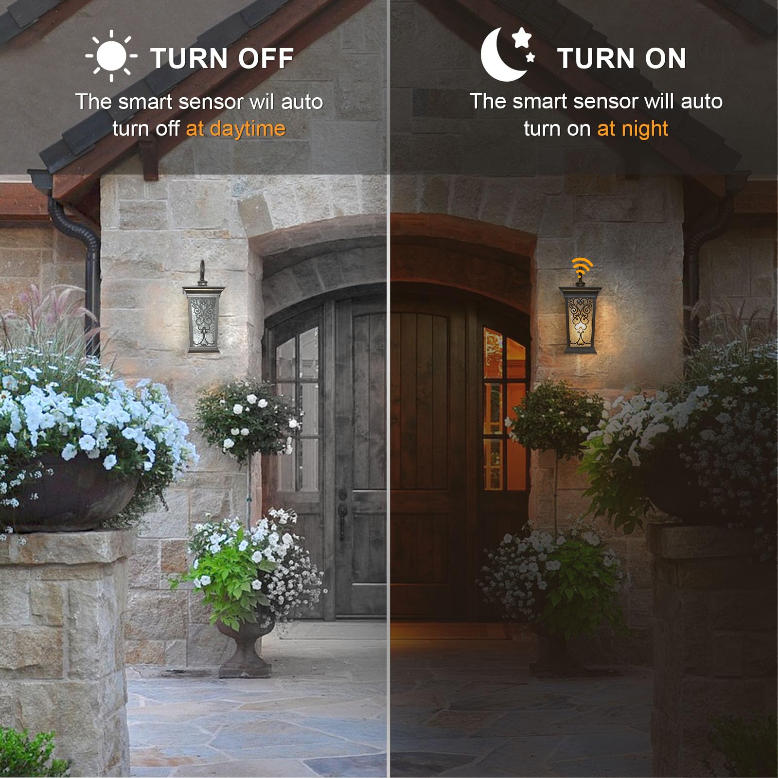 ALVIME Dusk to Dawn Outdoor Wall Light, 14" Antique Bronze Sconce, Aluminum, E26 Base, Photocell Sensor, Model HY90098AB
