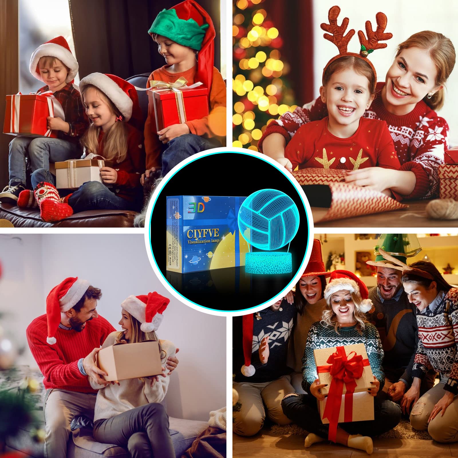 Shanjianke Volleyball 3D Night Light Touch Control - 7 Colors Auto Gradient Night Light,Kids Night Light Suitable For Home Outdo