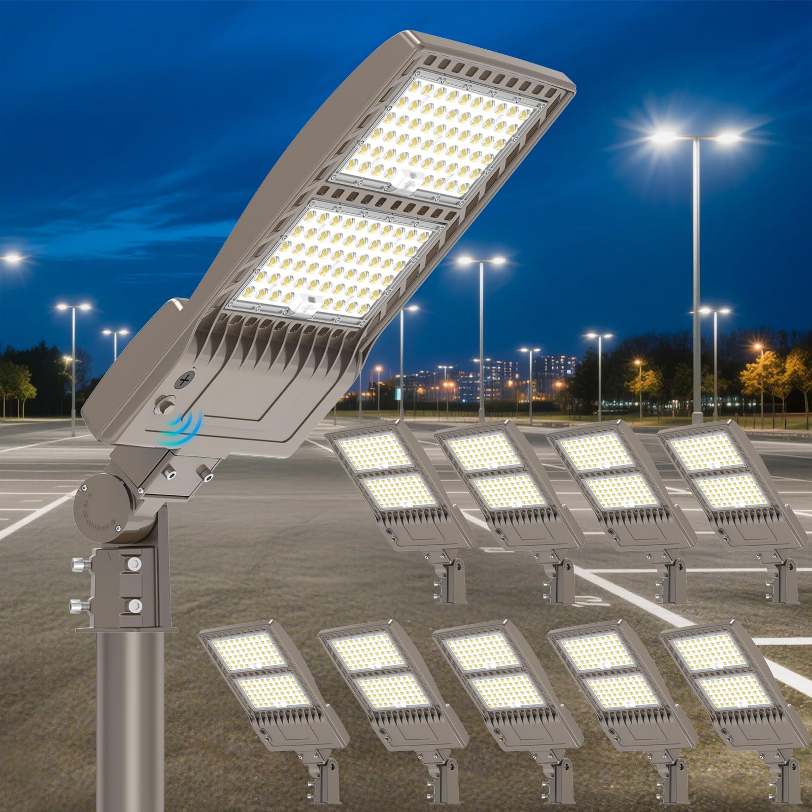 BBESTLED 10Pack 480V 400W LED Parking lot Light with Dusk to Dawn Photocell, 400W/320W/240W LED Flood Light Slip Fit Mount 60000