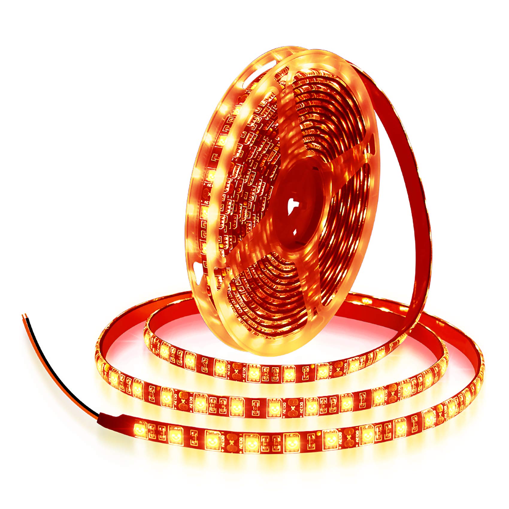ALITOVE LED Strip Lights 16.4ft 5050 SMD Orange Waterproof IP65 12V DC Model AL5050OR300BKWP