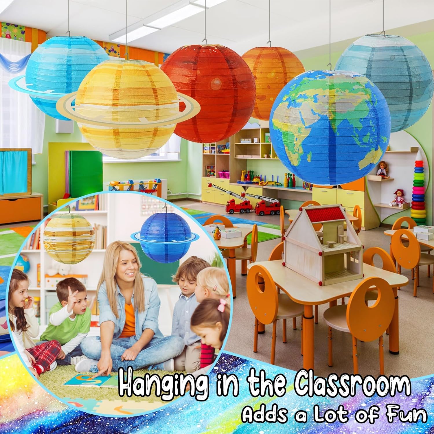 Space Planet Paper Lanterns 12 In Solar System Hanging Decor Out Of This World Outer Space Party Decorations For Kids Astronaut Theme Party Supplies Galaxy Earth Home Birthday Decorations 8Pcs