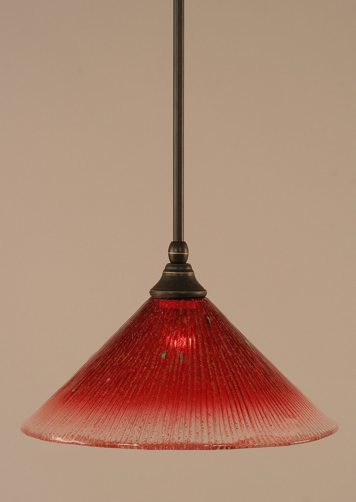 Toltec Lighting 23-Dg-706 Stem Mini Pendant With Hang Straight Swivel With 12&quot; Raspberry Crystal Glass, Dark Granite Finish