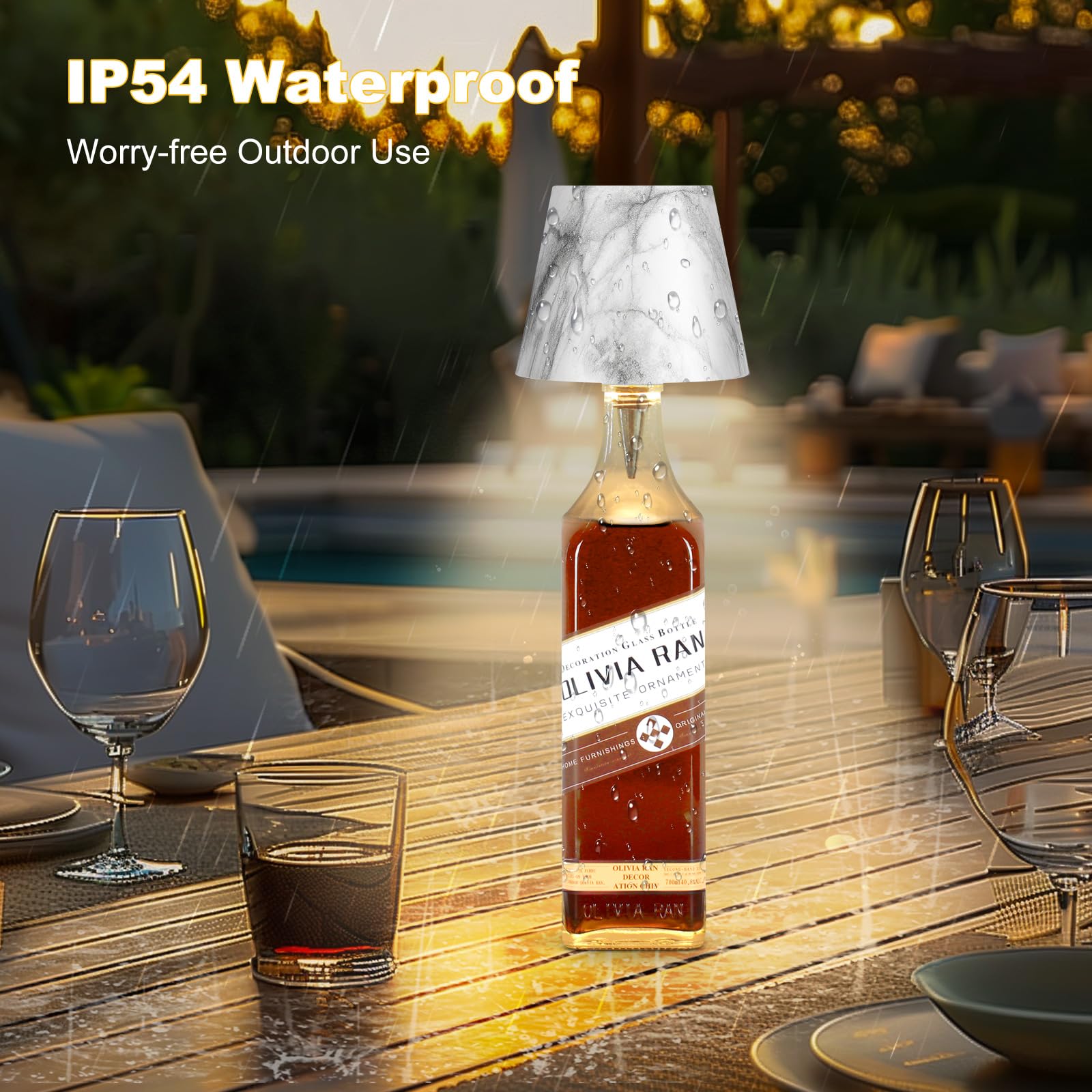 Soudfk Wireless Bottle Lamp,2025 New 3 Color Rechargeable Wine Bottle Lights For Bars Restaurants (Marble Color)
