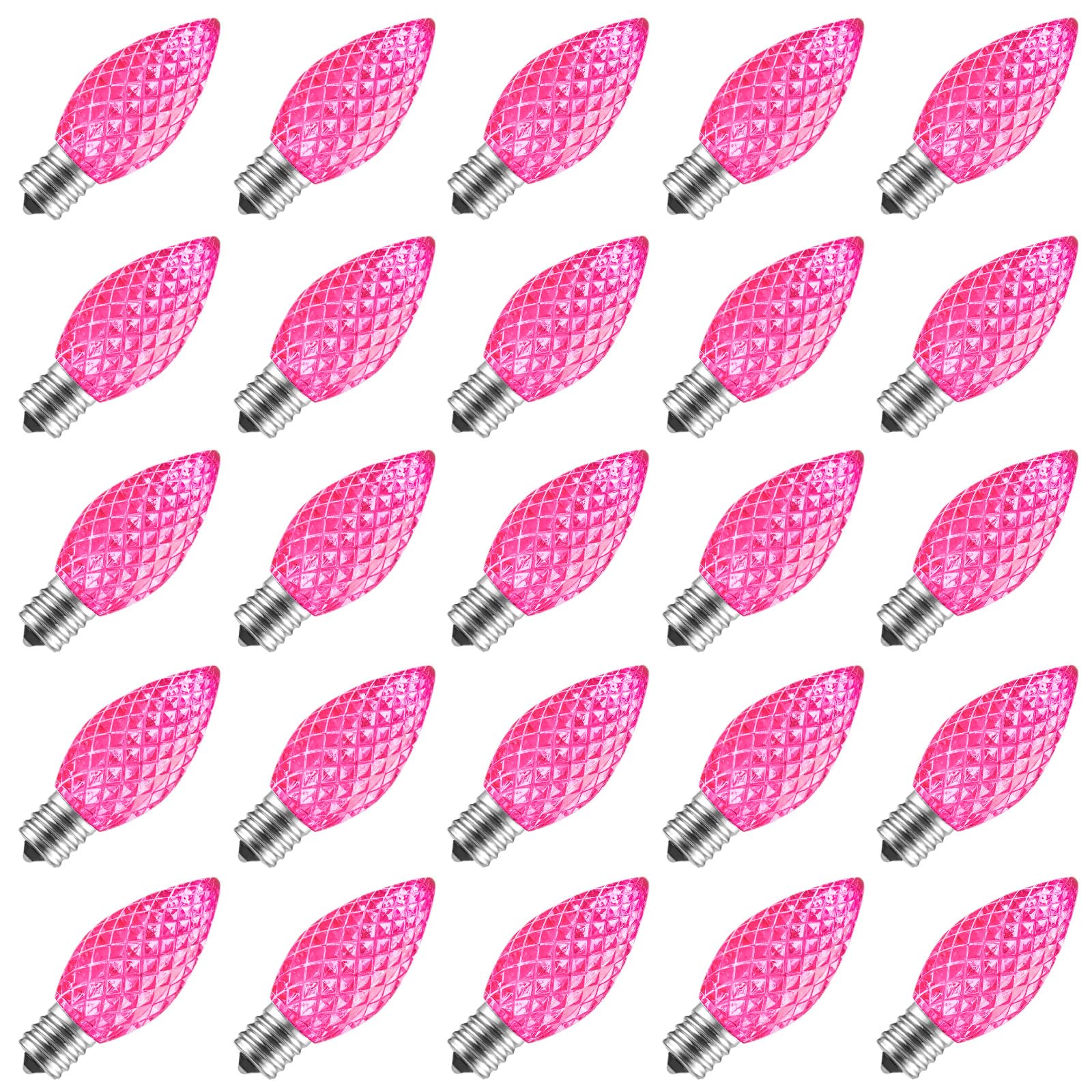 C7 Pink Christmas Led Replacement Light Bulb  C7 Shatterproof Replacement Bulbs For Outdoor Indoor String Lights  E12 Candelabra Base Pink Christmas Bulb For Xmas Holiday House Lighting Decoration