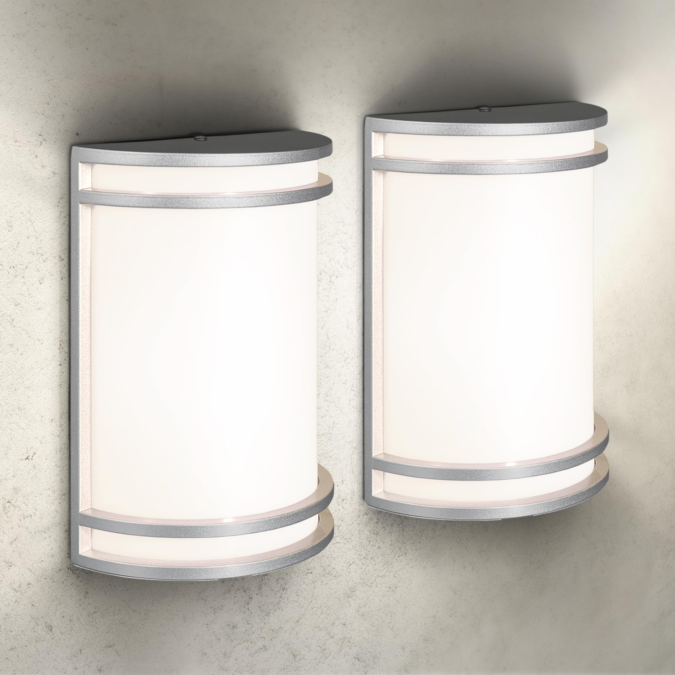 ASD 10 Inch LED Outdoor Wall Mount Light Fixture - Brushed Nickel Modern Wall Sconce Lighting - 120-277V 15W 3000/4000/5000K Adj