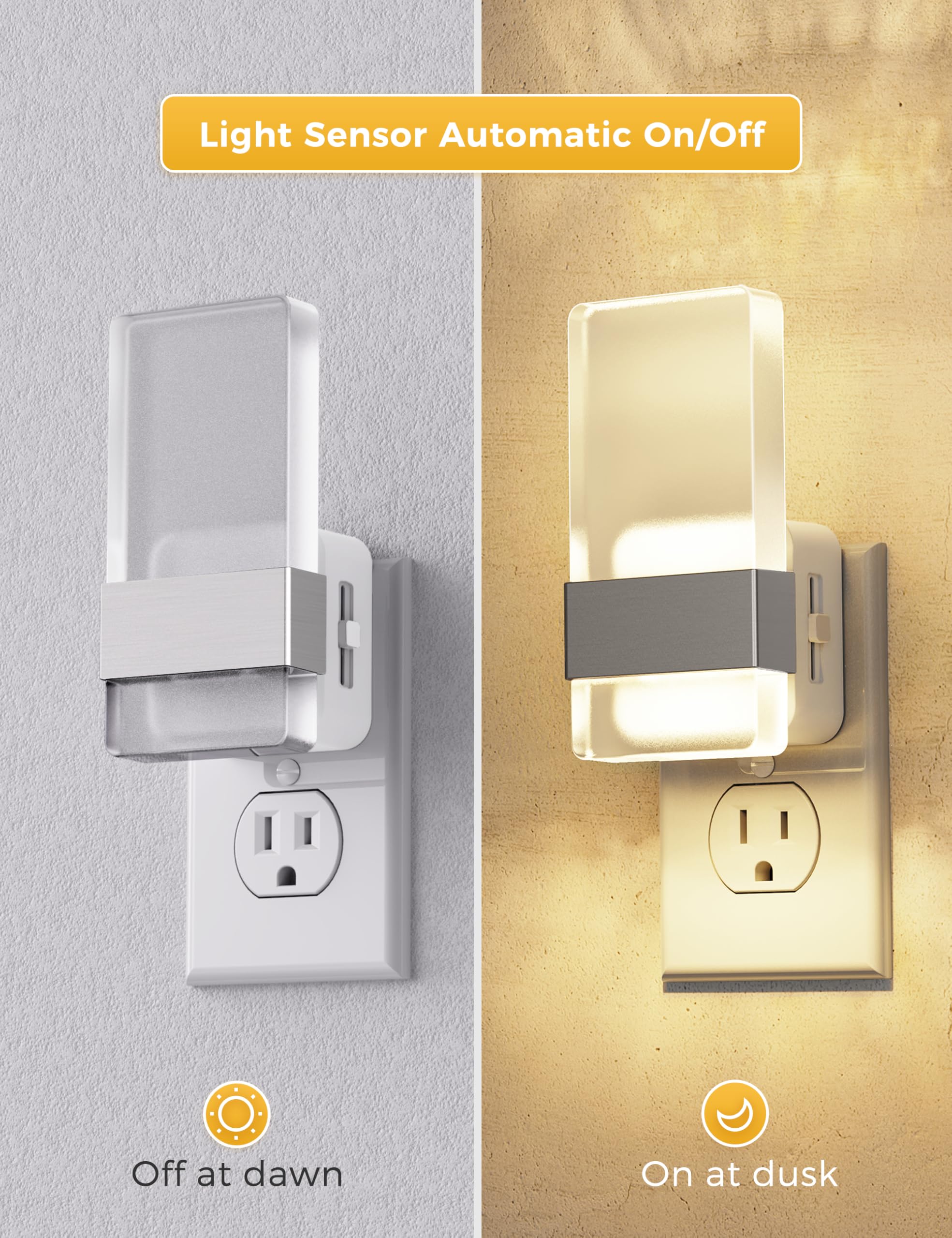 L Lohas Led Night Light  Night Lights Plug Into Wall  Dusk-To-Dawn Sensor Decorative Night Light  0-100Lm Dimmable Nightlights  Wall Sconce-Style Acrylic Nitelight For Bathroom  Hallway Gift  1 Pack