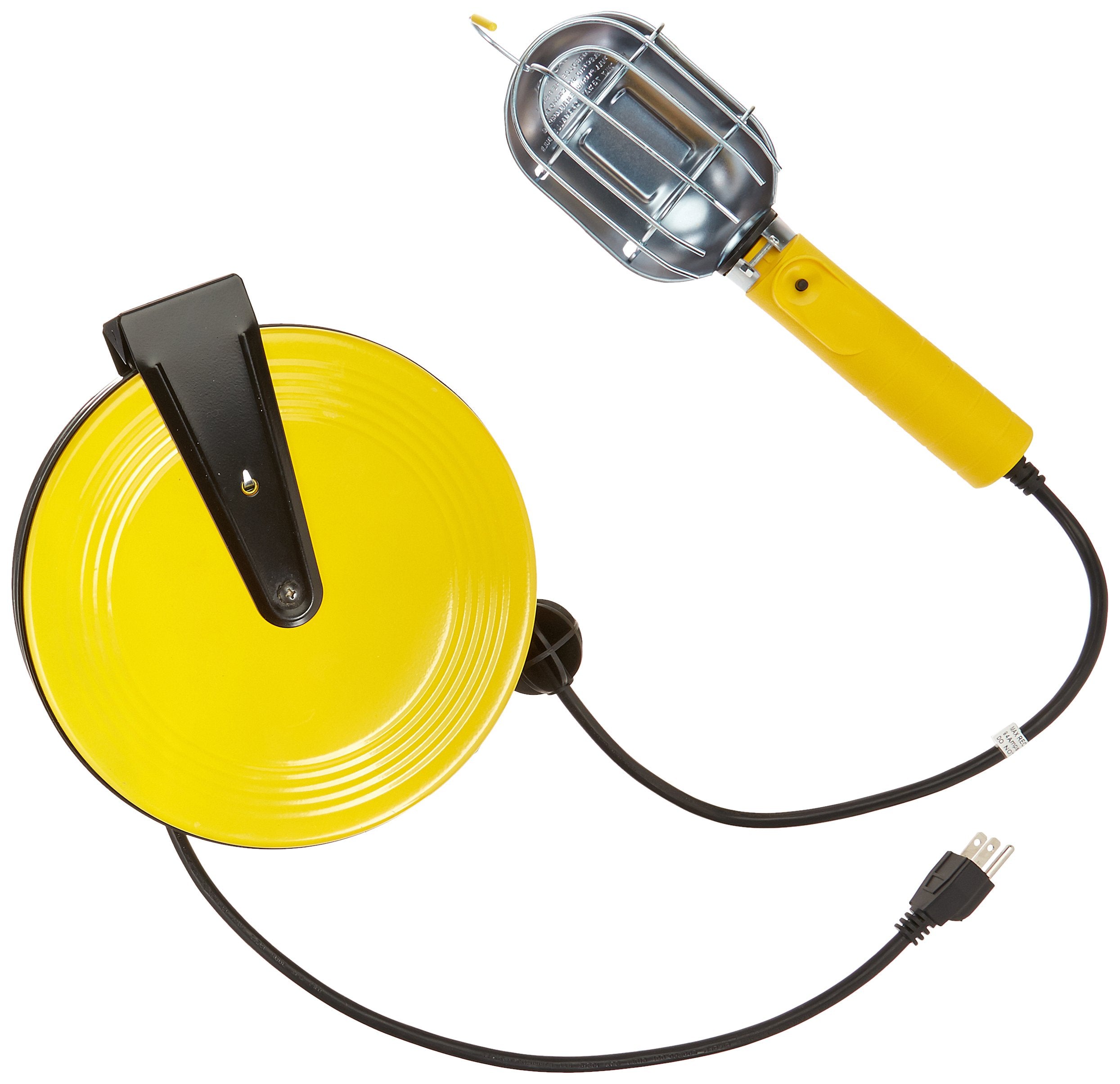 BAYCO SL-840 Utility Light with Grounded Receptacle, 40-Foot Metal Reel, Yellow/Black, Polypropylene Material