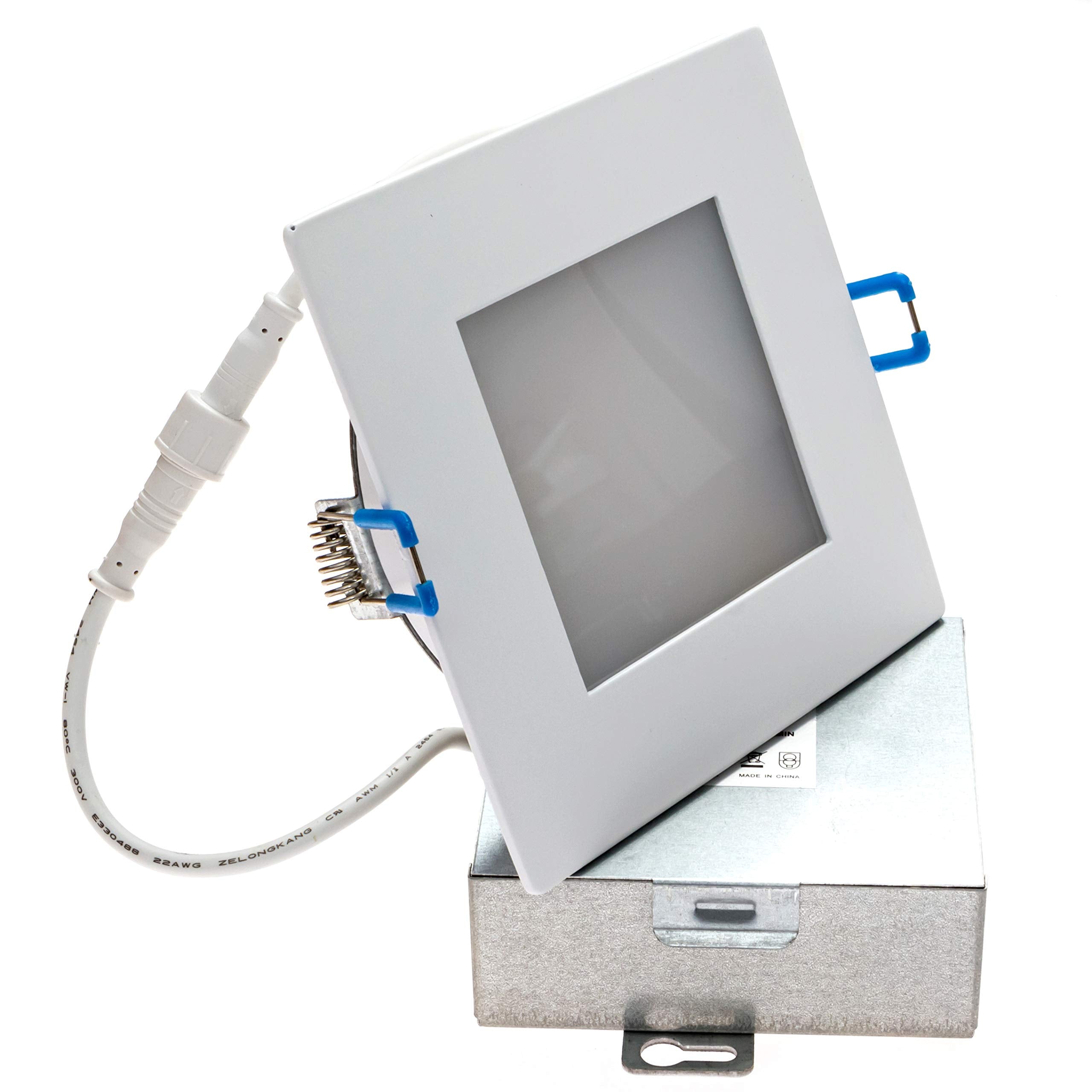 Goodlite G-83531 Slim LED 4 Recessed Ultra-Thin Square Ceiling Light-850 Lumens, 4100K Cool White, 12W, IC-Rated Dimmable,Damp L