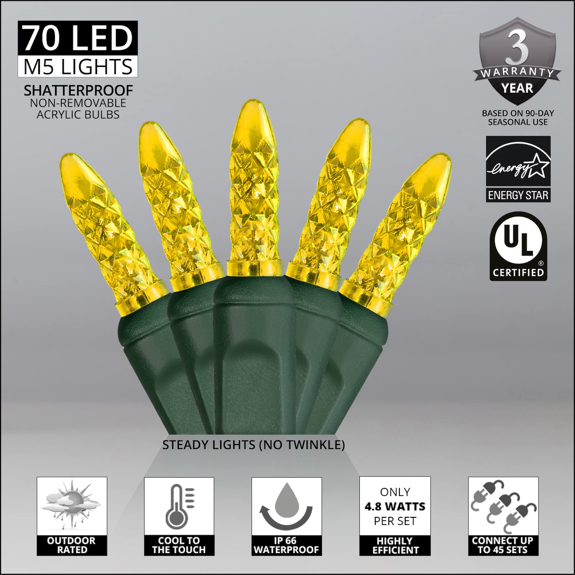 Wintergreen Lighting 70 M5 Led Gold Mini Lights, 24 Ft Gold Christmas Tree Lights Led String Lights For Bedroom Mini Lights Dorm Lights Christmas Lights Led Christmas String Lights