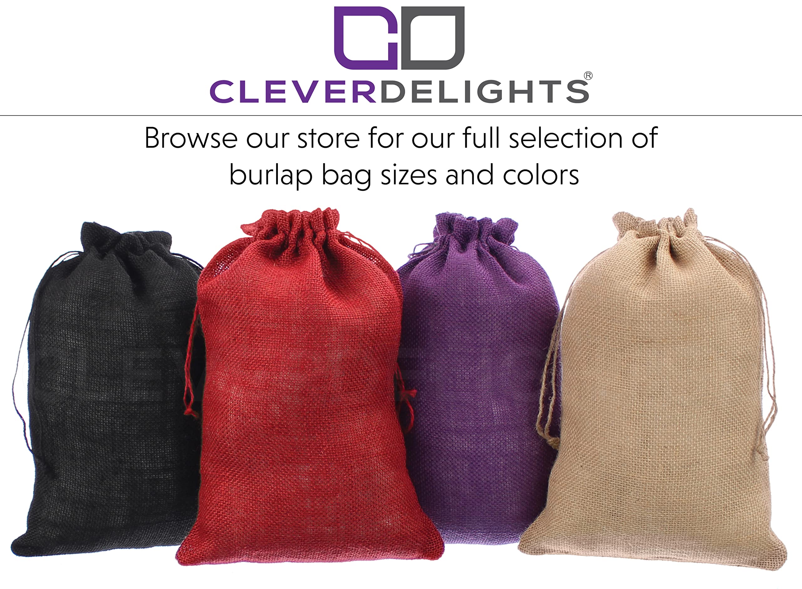 Cleverdelights 6'' X 10'' Burlap Bags - 25 Pack - 6X10 Inch Jute Burlap Drawstring Sacks