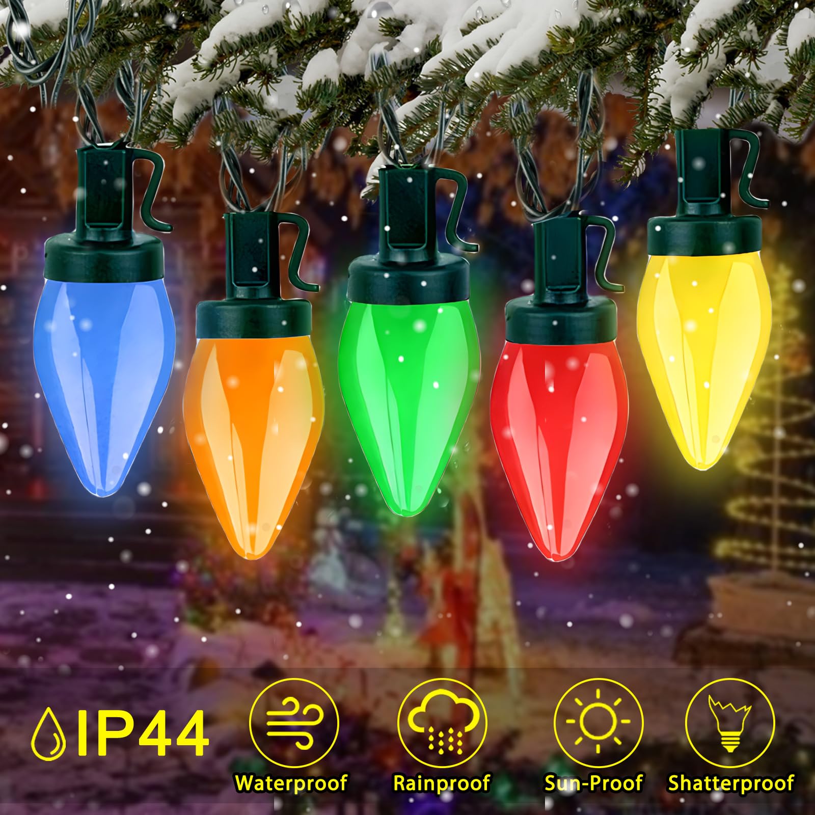 Olixmlya 50 Led C7 Christmas Lights, 31Ft C7 Led Christmas String Lights Lights Vintage Christmas String Lights Plug In Waterpro
