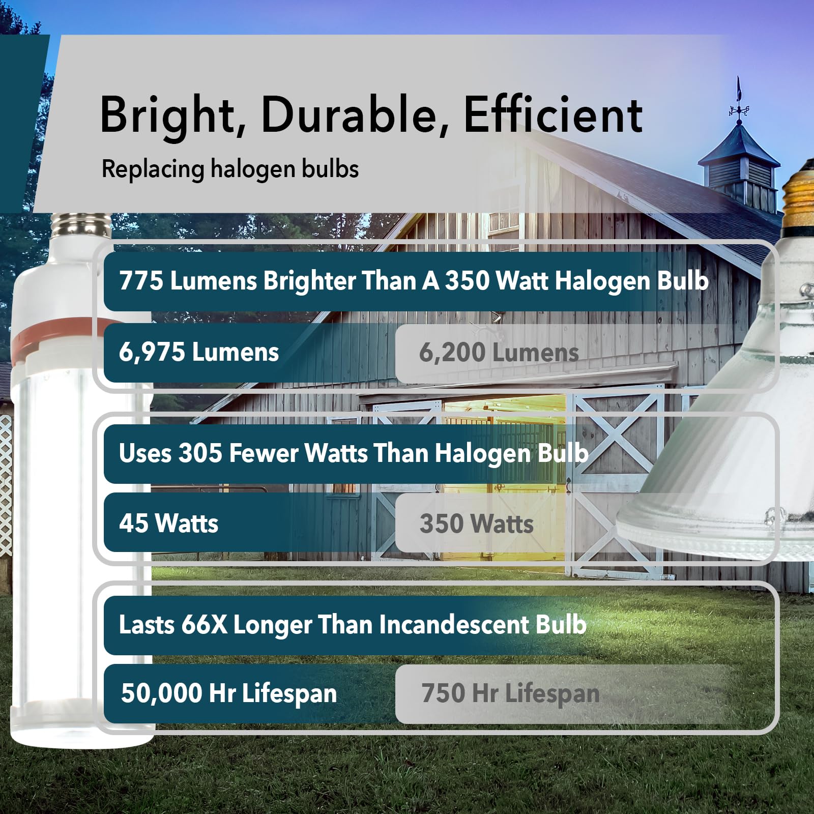 High-Lumen Led Bulbs, Energy Efficient, Easy To Install, Garage, Workshop, Basement (6,975 Lumen Led Bulb, 45W, High-Lumen High