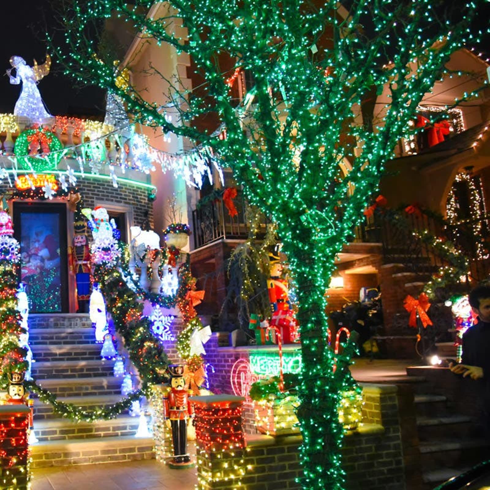 Green Solar String Lights Outdoor, 2-Pack 72Ft 400 Led Solar Christmas Lights Outdoor/Indoor, Fairy Twinkle Lights For Christmas