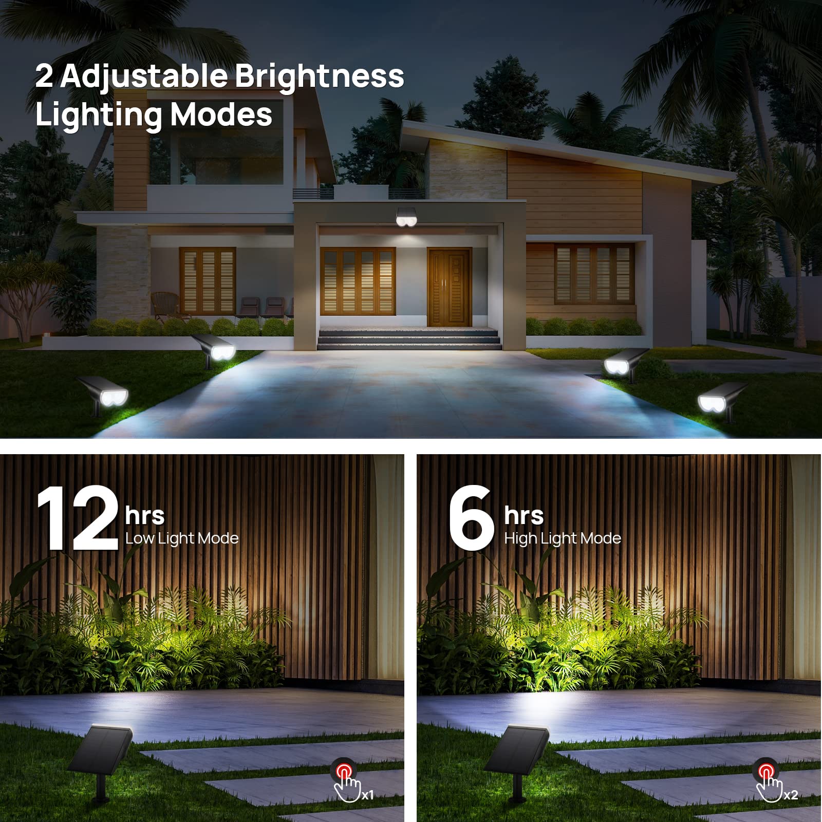 Consciot Solar Spot Lights, 16 LEDs, IP67 Waterproof, 2-in-1 Adjustable Wall Lights, 6 Pack, Cool White 6500K, Model OC-GL-034