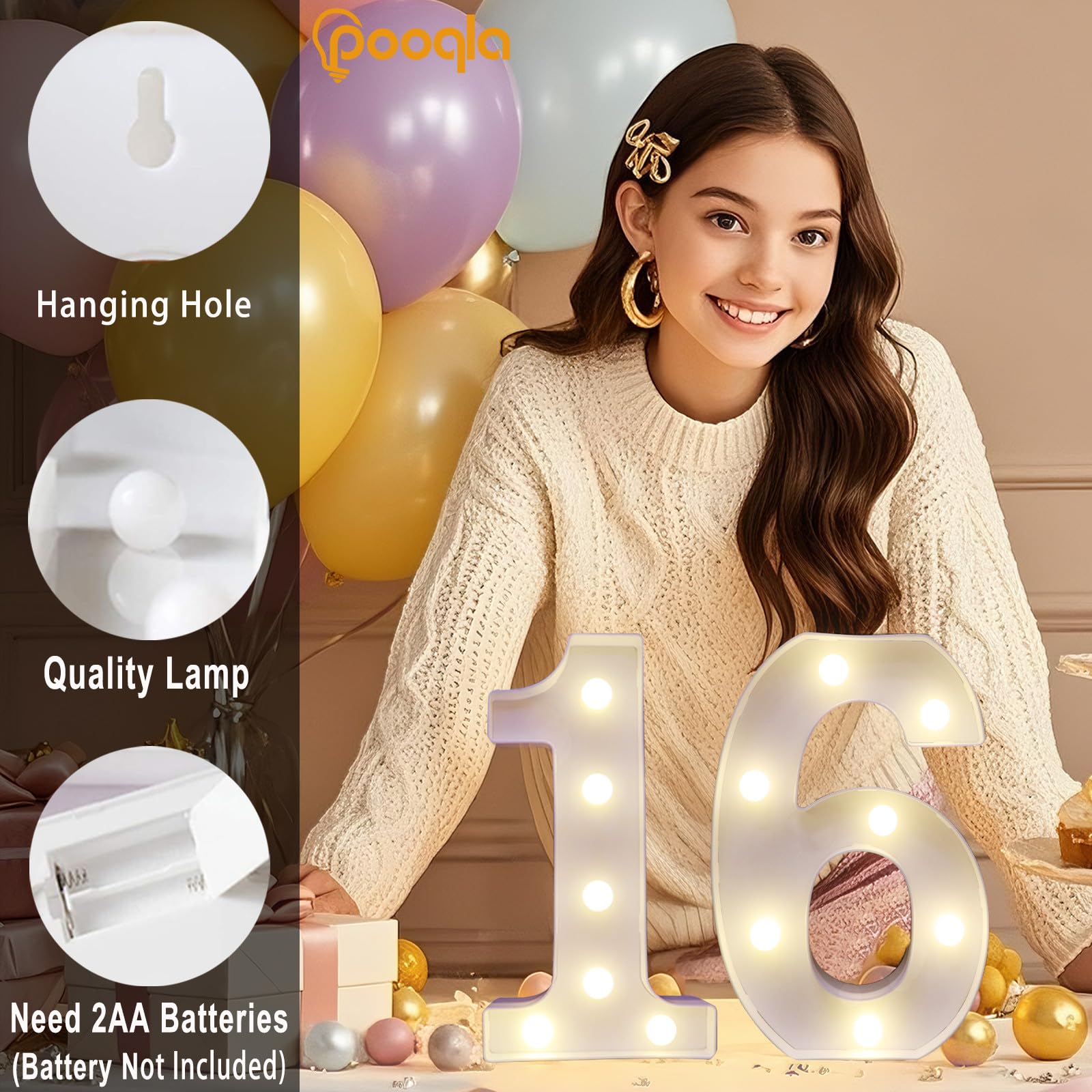 Pooqla Led Light Up Numbers 4  Warm White And Colorful Lighted Marquee Numbers With Remote  Lighted Numbers For 4Th 40Th Birthday Decorations  Gift For Girls Boys Her Him Anniversary Home Party Decor