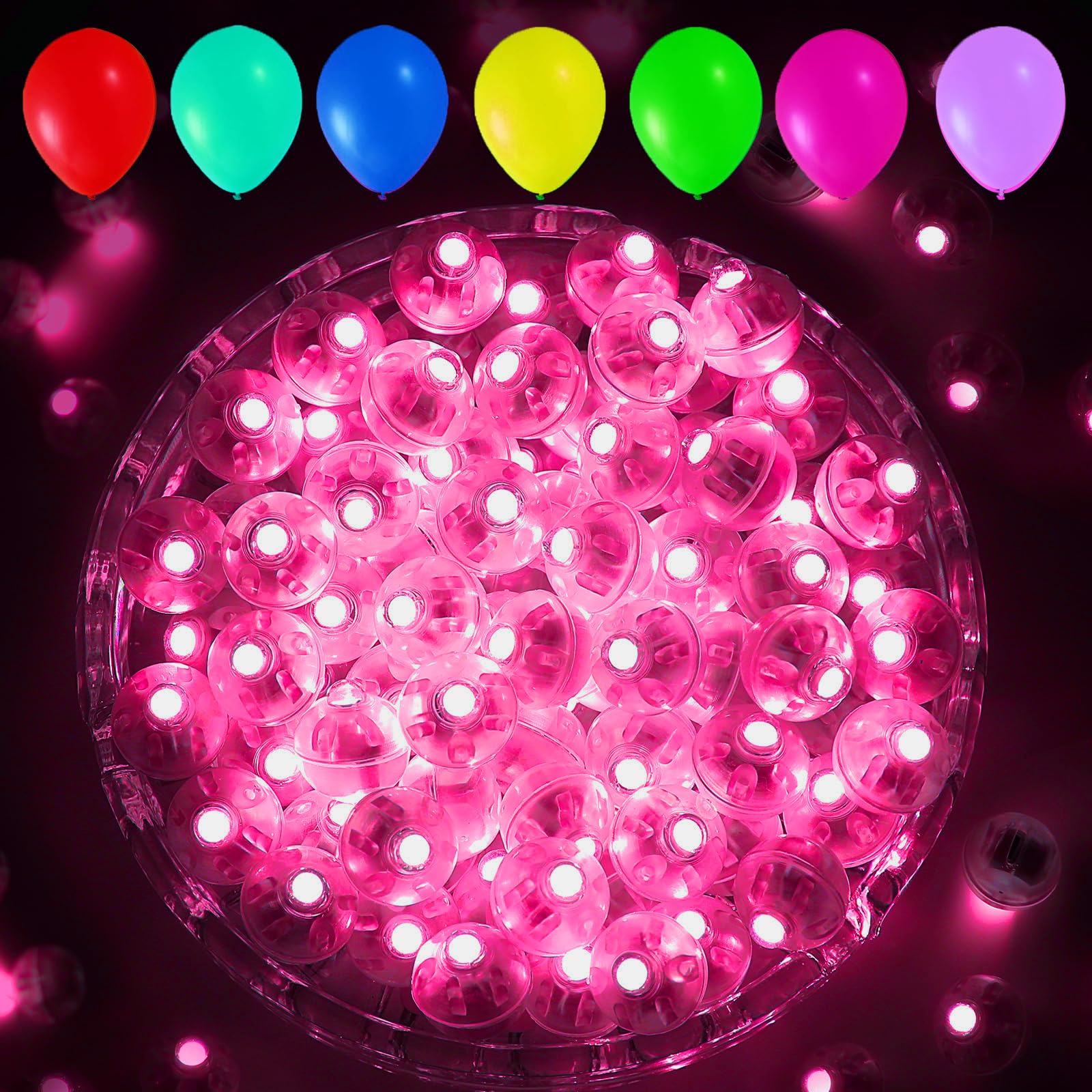 Aogist 50 Pcs Pink Balloon Light With Loop For Hanging, Mini Ball Lamp Round Tiny Led Light For Glass Paper Lanterns Balloons Bi