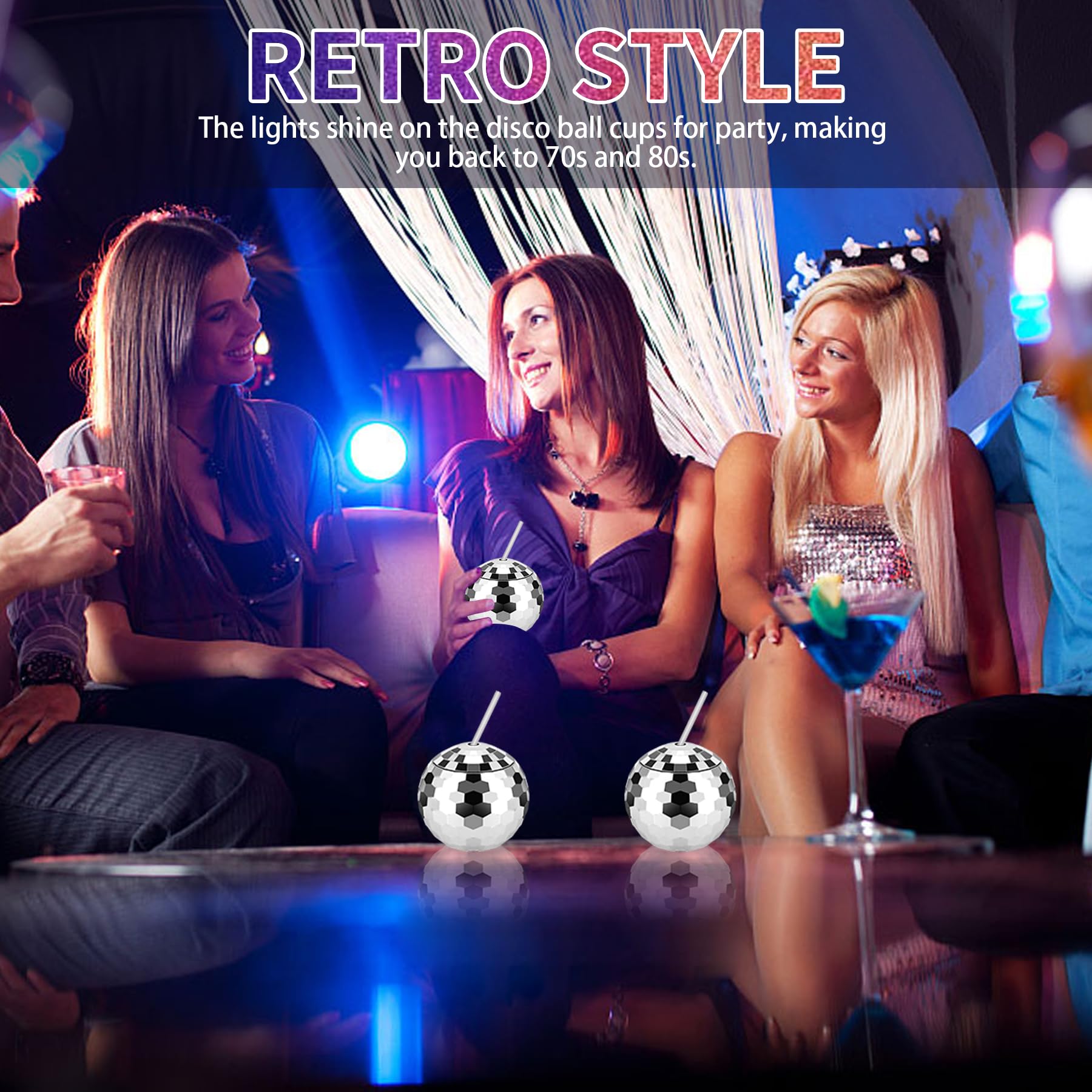 Ktondic 9 Pack Disco Ball Cups, 20Oz Disco Party Cups With Straw And Lid, Reusable Disco Ball Tumbler Disco Flash Ball Disco Bal