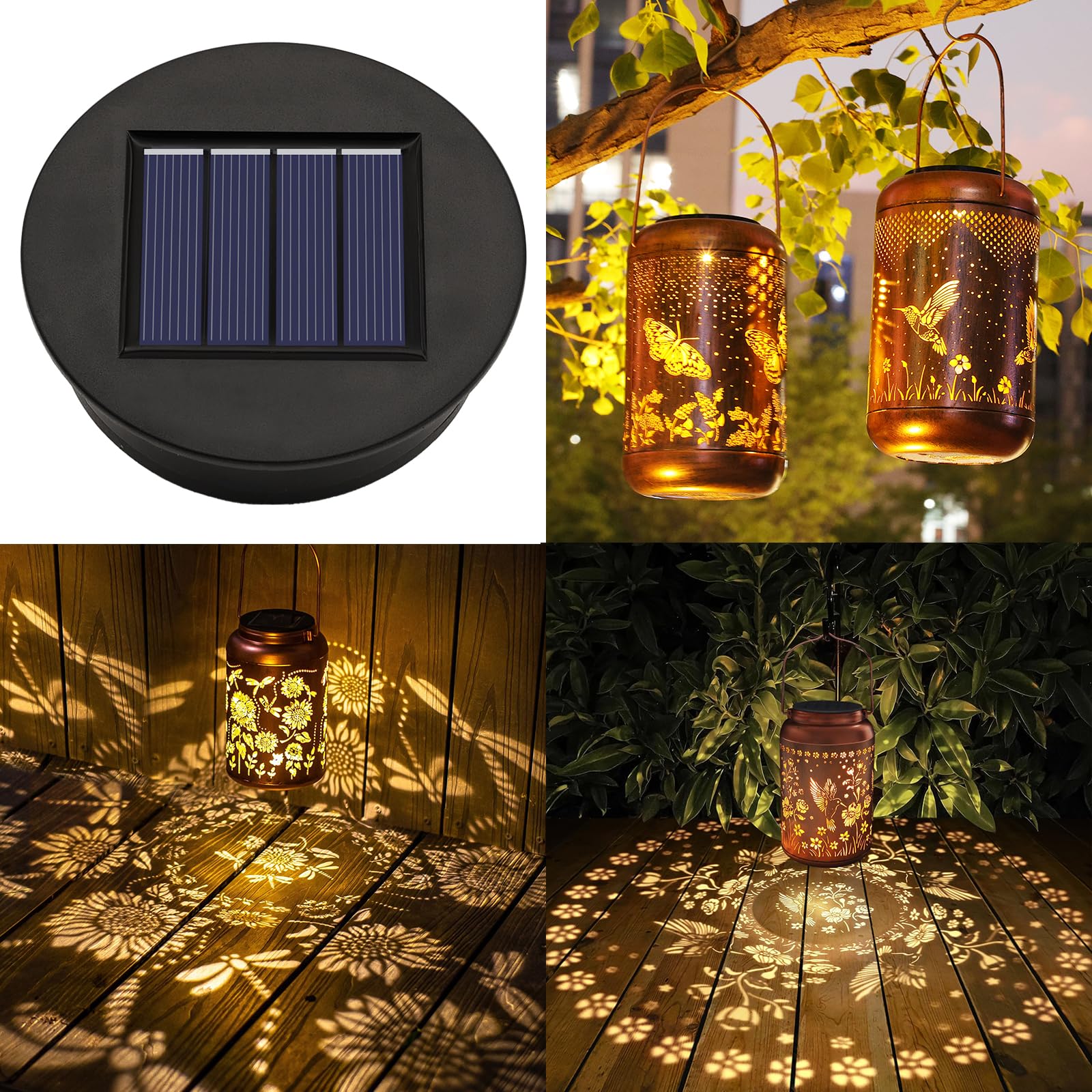 Znycye 4 Pack Solar Light Replacement Top(Top Size 3.15 Inch, Bottom Size 2.76 Inch) Led Solar Panel Lantern Lid Lights, Outdoor