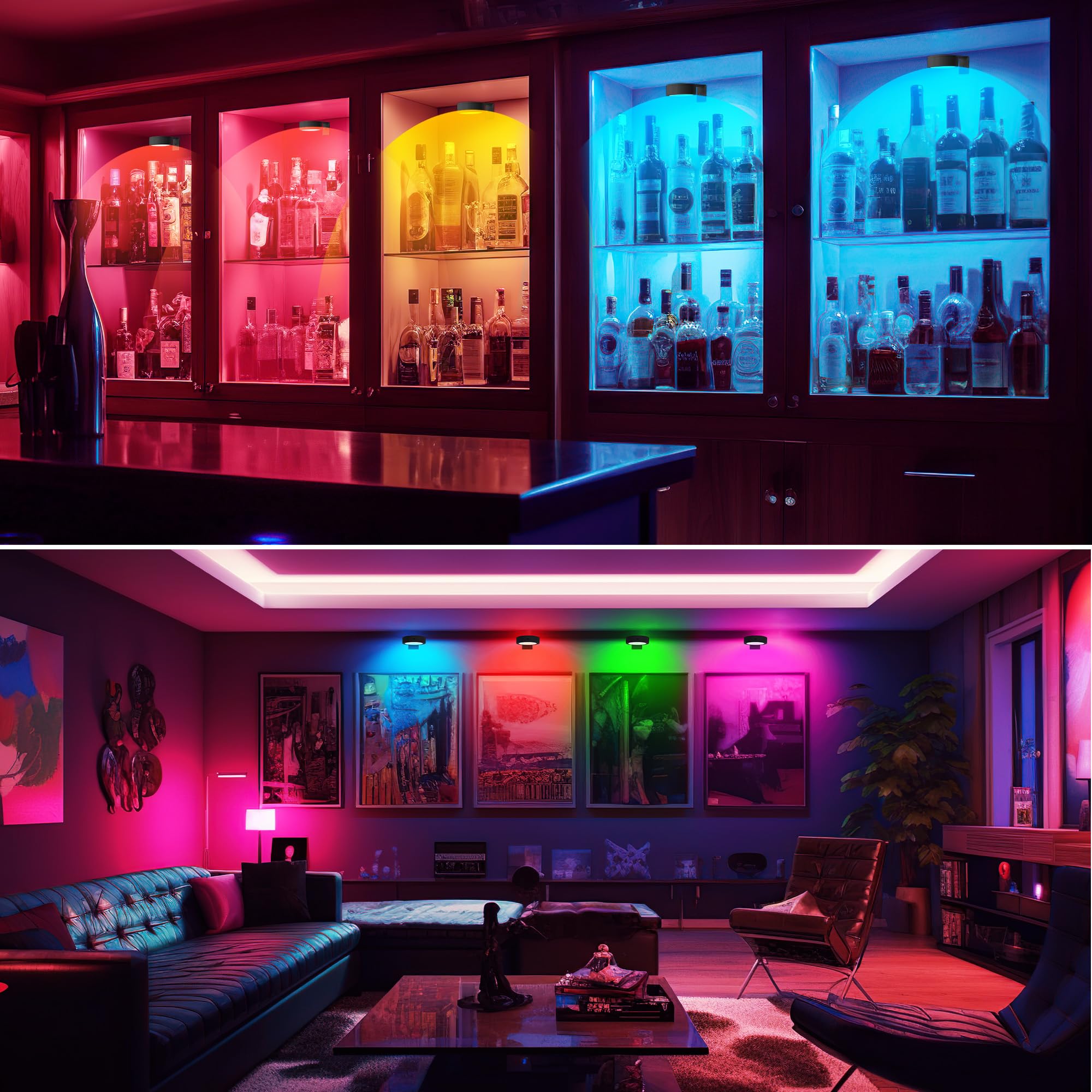 3Pcs Picture Lights For Wall, 13 Rgb Color Magnetic Led Art Display Light For Picture Frame, Wireless Battery Operated Painting